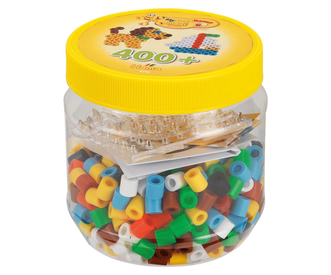 Hama Bügelperlen Hama Dose mit 400 Maxi-Bügelperlen, Stiffplatte Quadrat & Hund