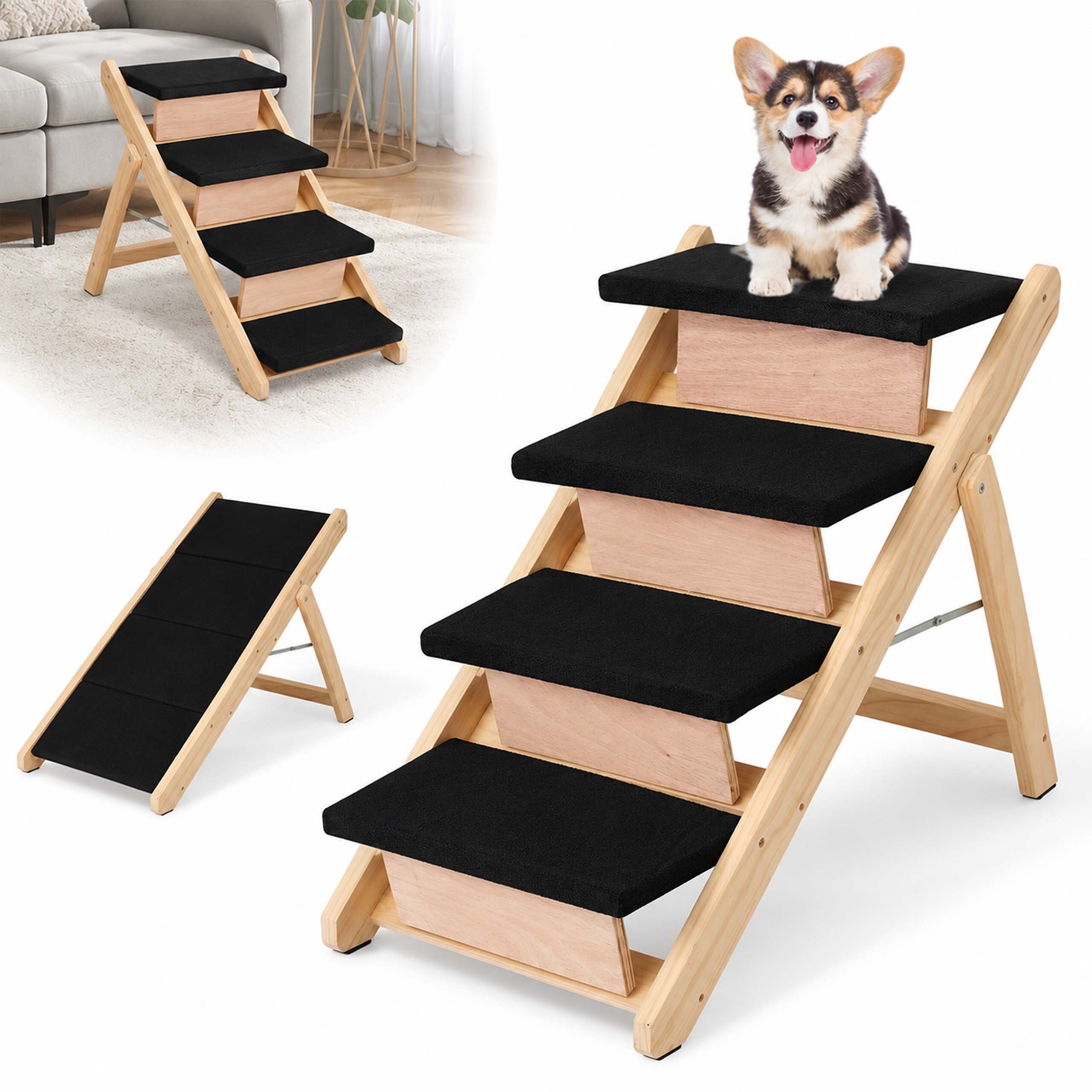 relaxdays Haustiertreppe 2in1 Hundetreppe & Rampe klappbar (1-St), 4 Stufen