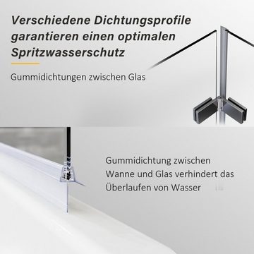 Boromal Badewannenaufsatz Duschwand für Badewanne Schwarz Faltbar 3-teilig Matt Glas Glaswand, Sicherheitsglas, (1xBadewannenabtrennung 3-teilig mit Milchglas Streifen), rechten oder linken, Duschabtrennung