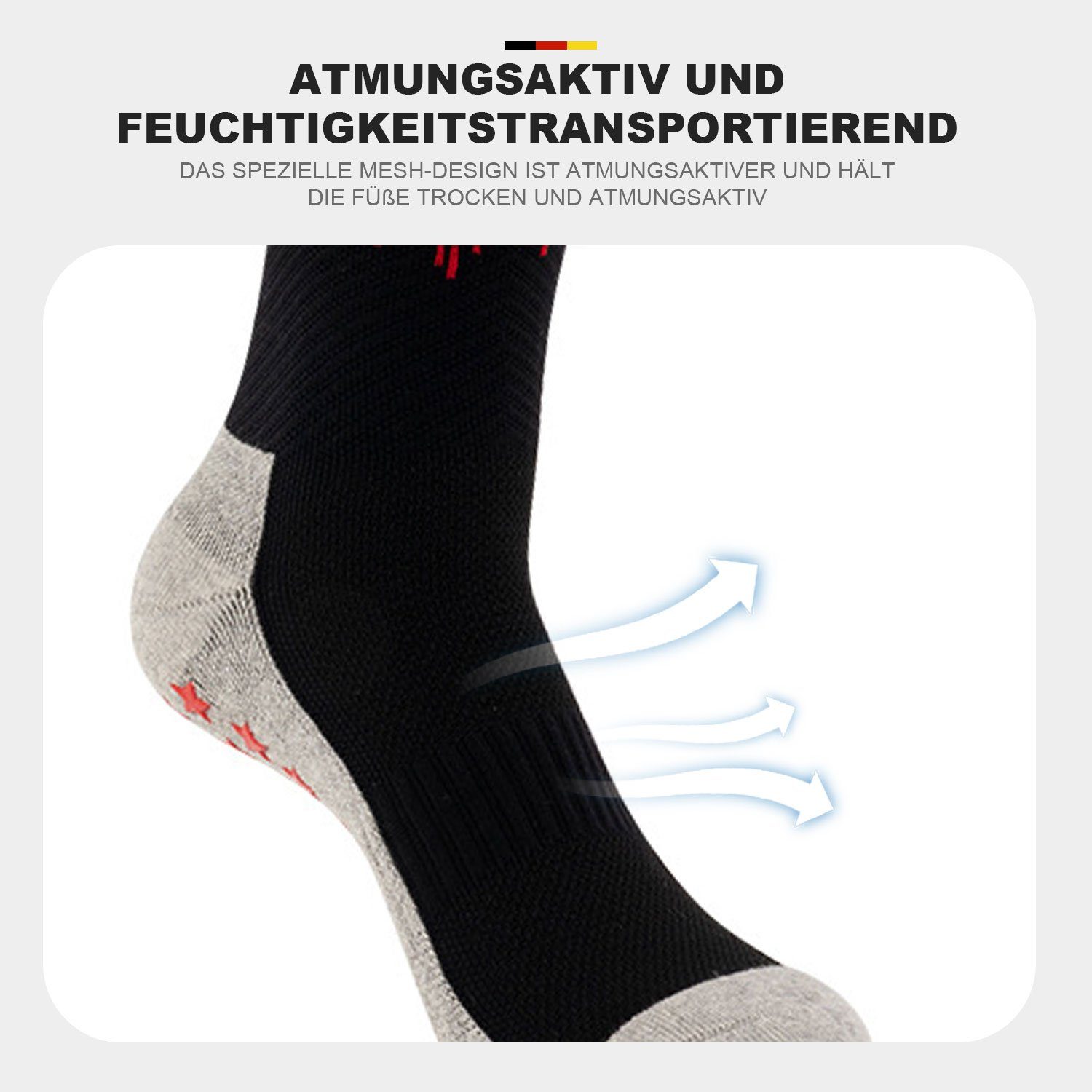 MAGICSHE Kniestrümpfe Schutz Fußballsocken sportlichen Verdickter Füße für Handtuchboden rot Schwarz Erwachsene der Gewindebündchen mit für