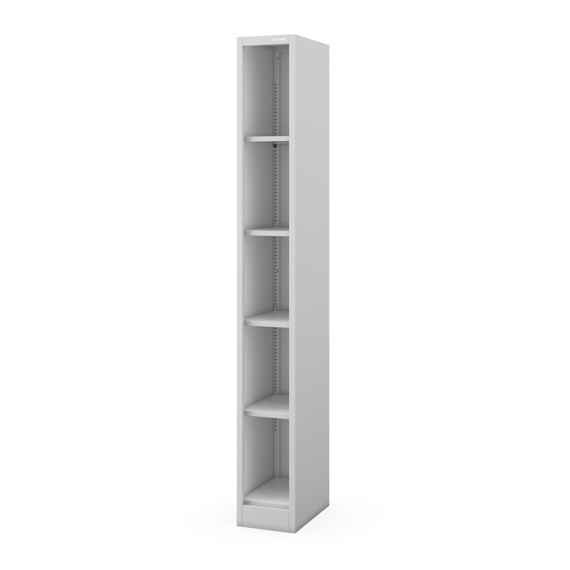 Jan Nowak Aktenschrank Metallregal schmal TIM 25 cm 195 cm hoch Ordner Akten (Dokumentenregal Büroregal Archiv Nische Flur Garage platzsparend, 1-St., 0,6 mm 195 x 25 x 40 cm 25 kg je Boden verstellbar 4 Farben) geschlossene Rückwand robust pulverbeschichtet langlebig