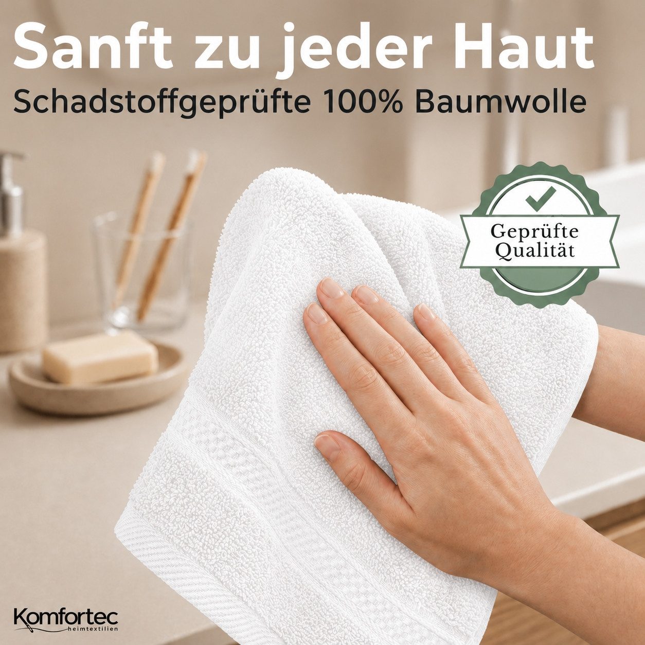 Komfortec Gästehandtücher Set aus 100% Baumwolle, (12-St) – Bild 3 von 5