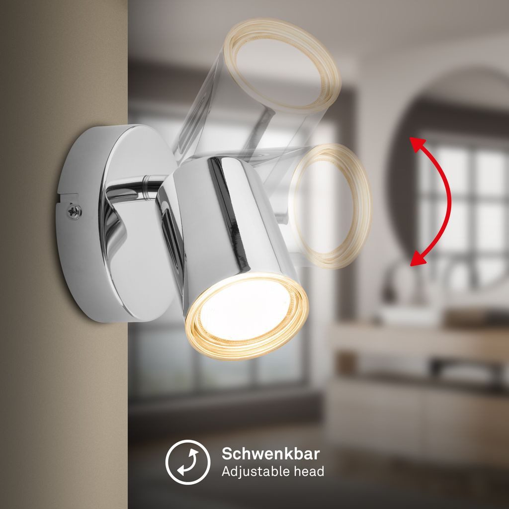Briloner Leuchten LED Deckenleuchte Wandlampe IP44 schwenkbar GU10, ohne Leuchtmittel, Abhängig vom Leuchtmittel - Warmweiß / Neutralweiß / Kaltweiß, 10x8,5 cm, Wohnzimmer, Schlafzimmer, Badezimmer, Büro
