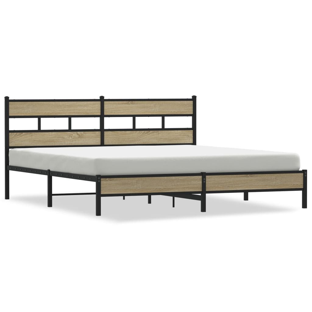 vidaXL Bett Metallbett ohne Matratze Sonoma-Eiche günstig online kaufen