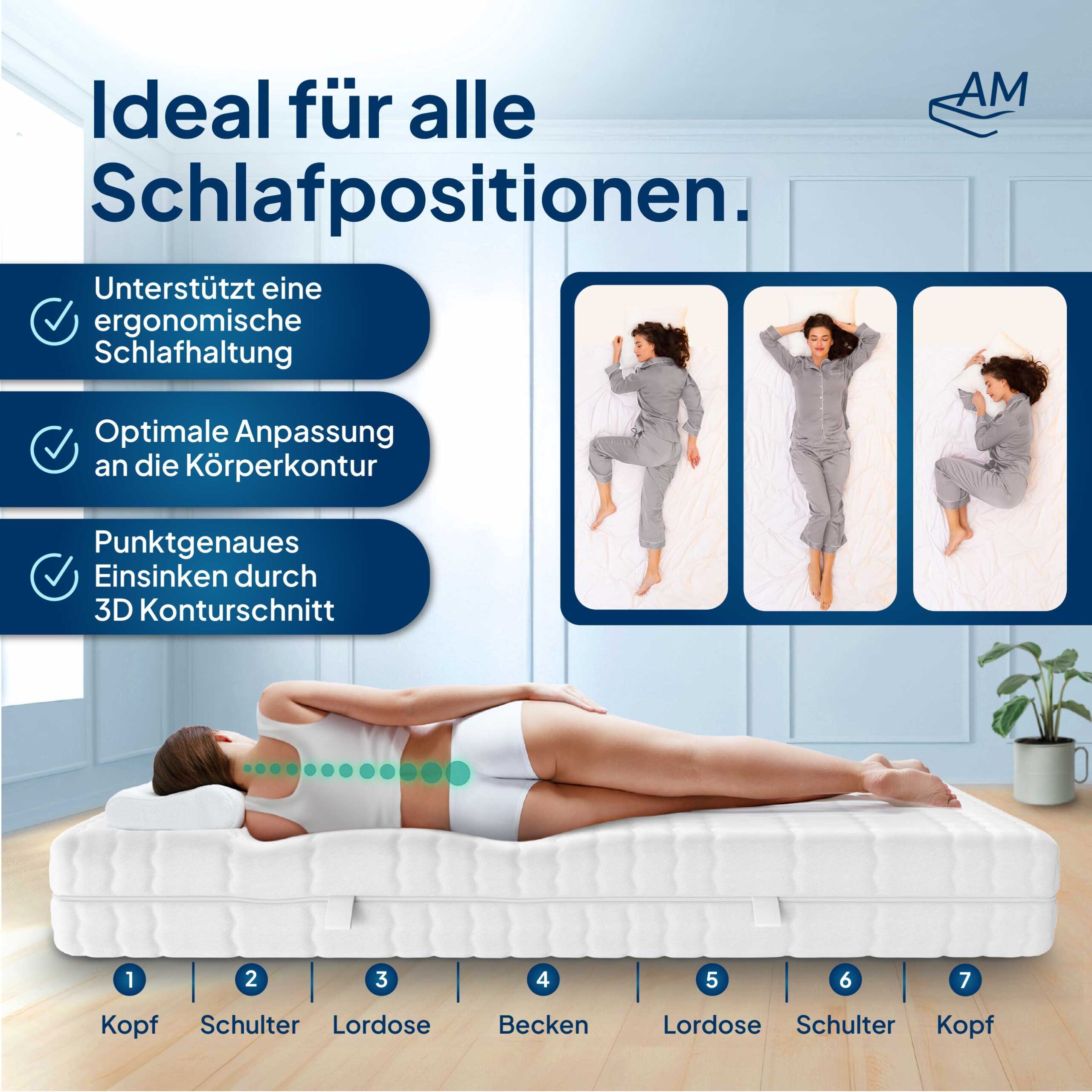 Taschenfederkernmatratze Deluxe 7-Zonen Federkernmatratze mit 3D günstig online kaufen