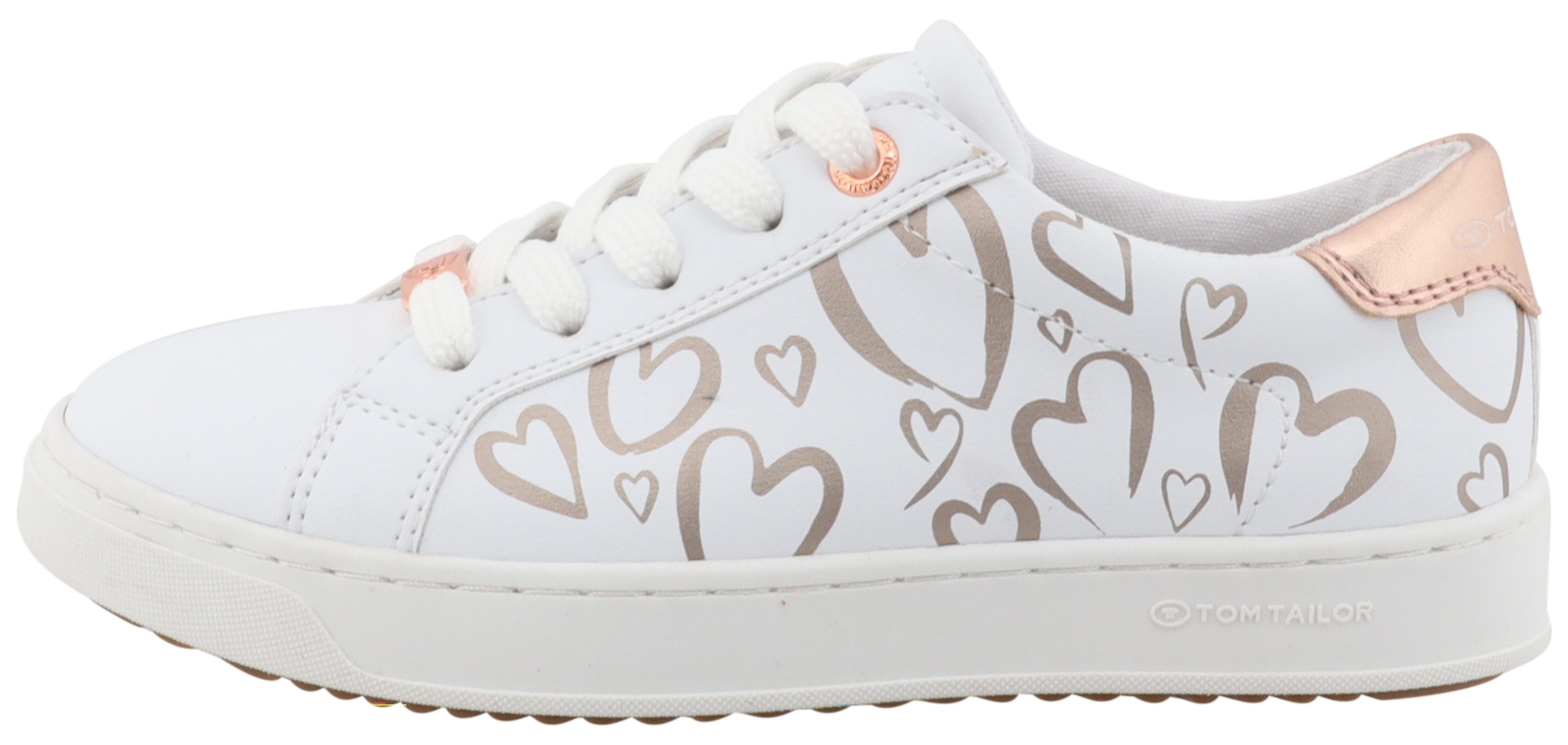 TOM TAILOR Plateausneaker, Freizeitschuh, Halbschuh, Schnürschuh mit süßem Herzchendruck