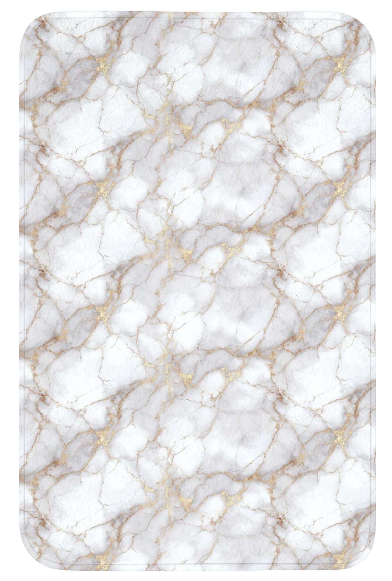OnlyWow WC-Vorleger Weiß - Gold - Marmor - Grau, Höhe 10 mm, Polyester, Rechteckig, WC Teppich, Toilettenvorleger, Toilettenteppich, Badematte 50x80 cm