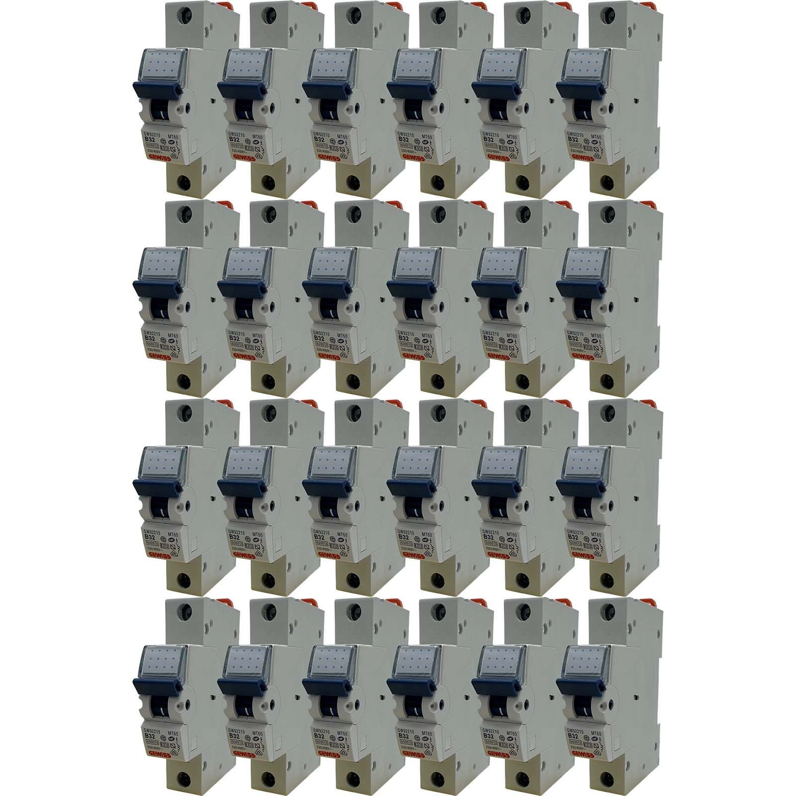 BURI Sicherungsgerät 24x Gewiss GW92208 B20 GW92210 B32 Sicherungsautomat Leistungsschutz