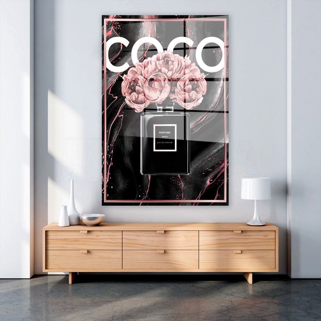 Artedinoi Acrylglasbild Parfüm Coco Style Flasche Pop Art Acrylglas Wandbild Bild Wanddeko Woh