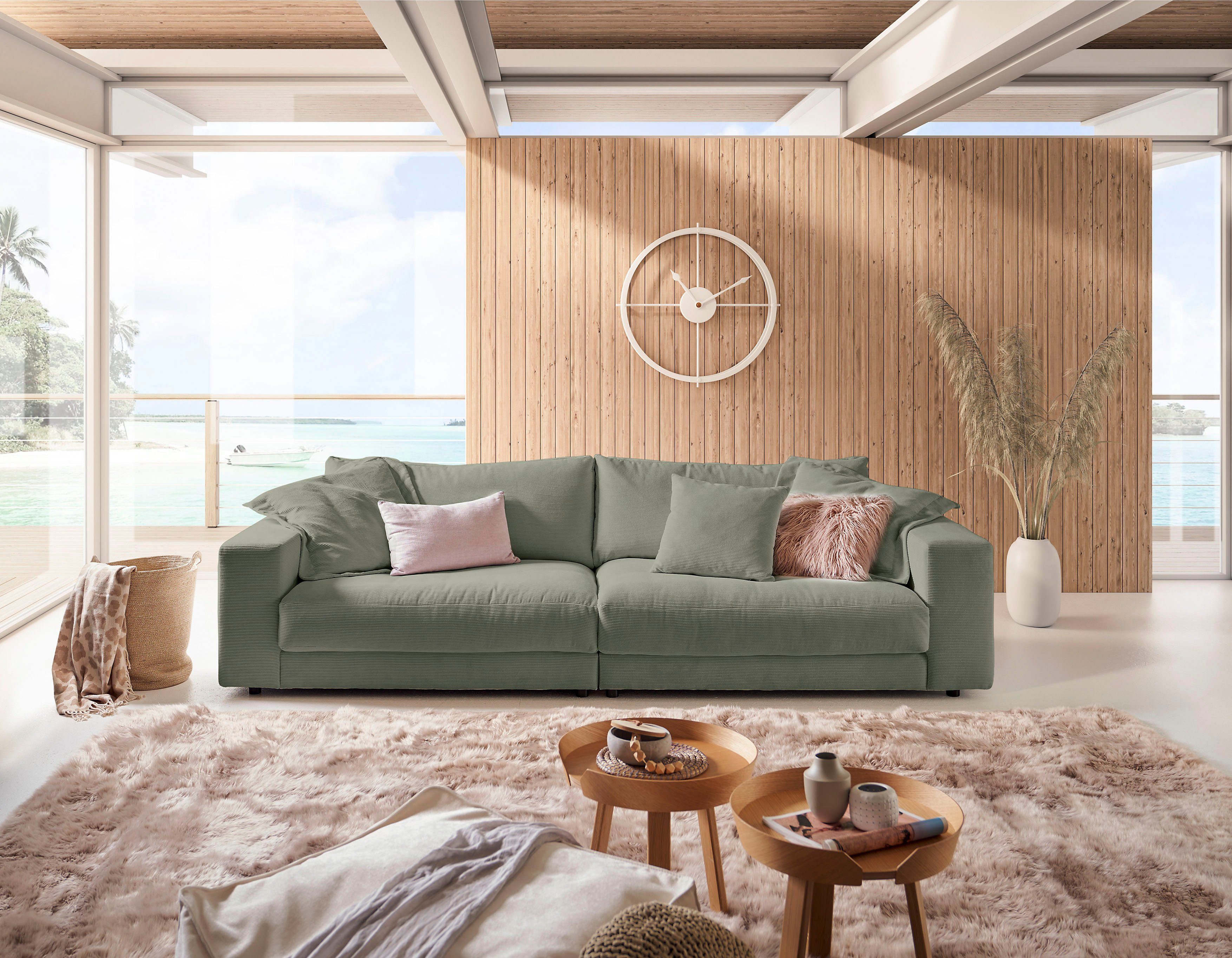 3C in und Breitcord stylisches und Enisa, Big-Sofa Zeitloses Loungemöbel, Candy Fein-