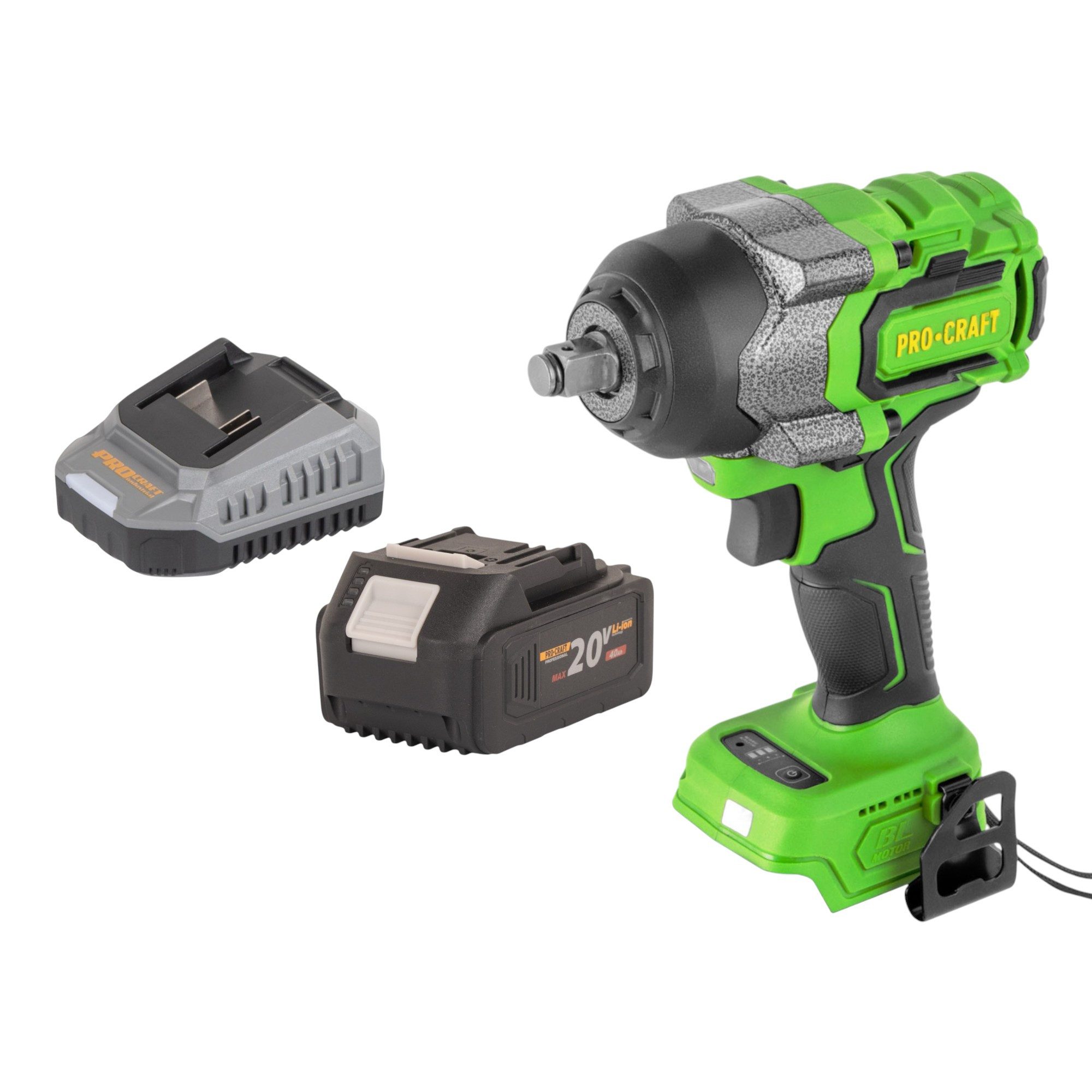 PRO CRAFT Akku-Schlagschrauber PWA36bb 20 V 850 Nm 1/2" Brushless + 1x Akku 4,0 Ah + Ladegerät