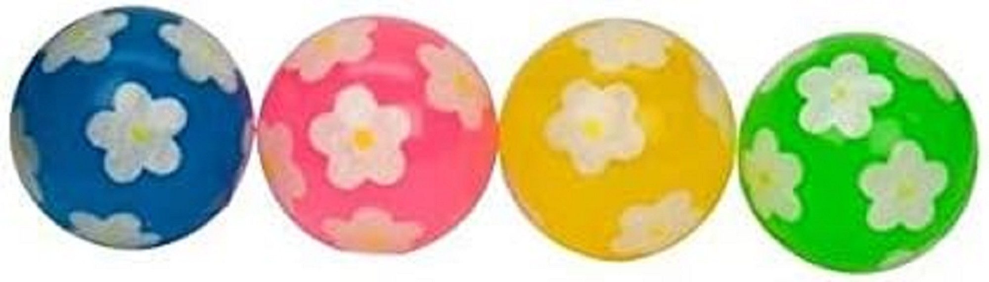 Trendhaus Flummi Flummi Ball Bunte Blumen - bunt ca. 43mm - Hüpfballe - Gummiball (4-St), Farbauswahl nicht möglich