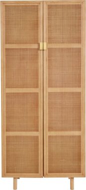 LeGer Home by Lena Gercke Highboard Lina, Mit Rattan Einsatz, 4 Innenfächer, teilmassiv