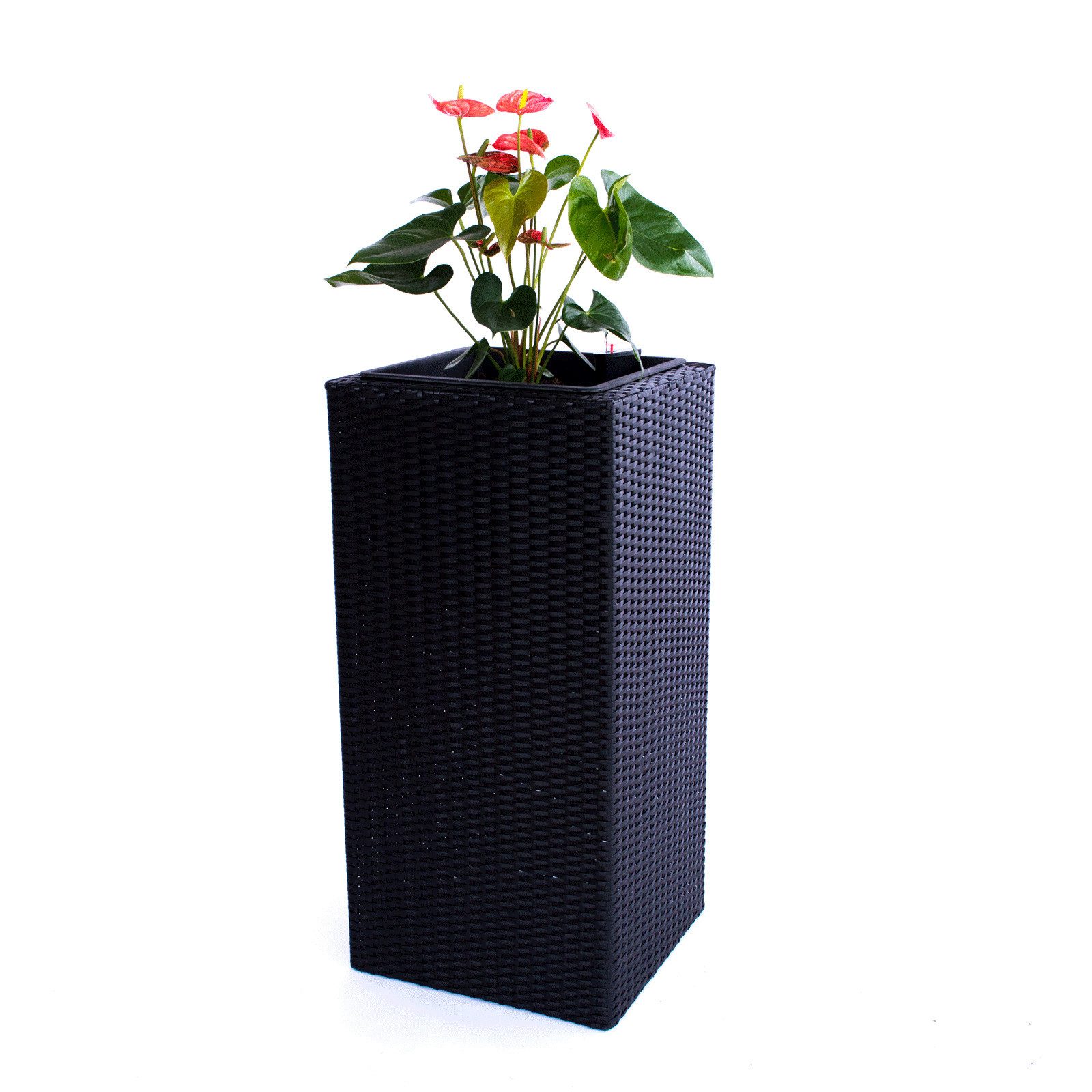 Elegant Einrichten Blumentopf Elegant Einrichten Pflanzkübel Polyrattan Säule 30x30x55cm Schwarz