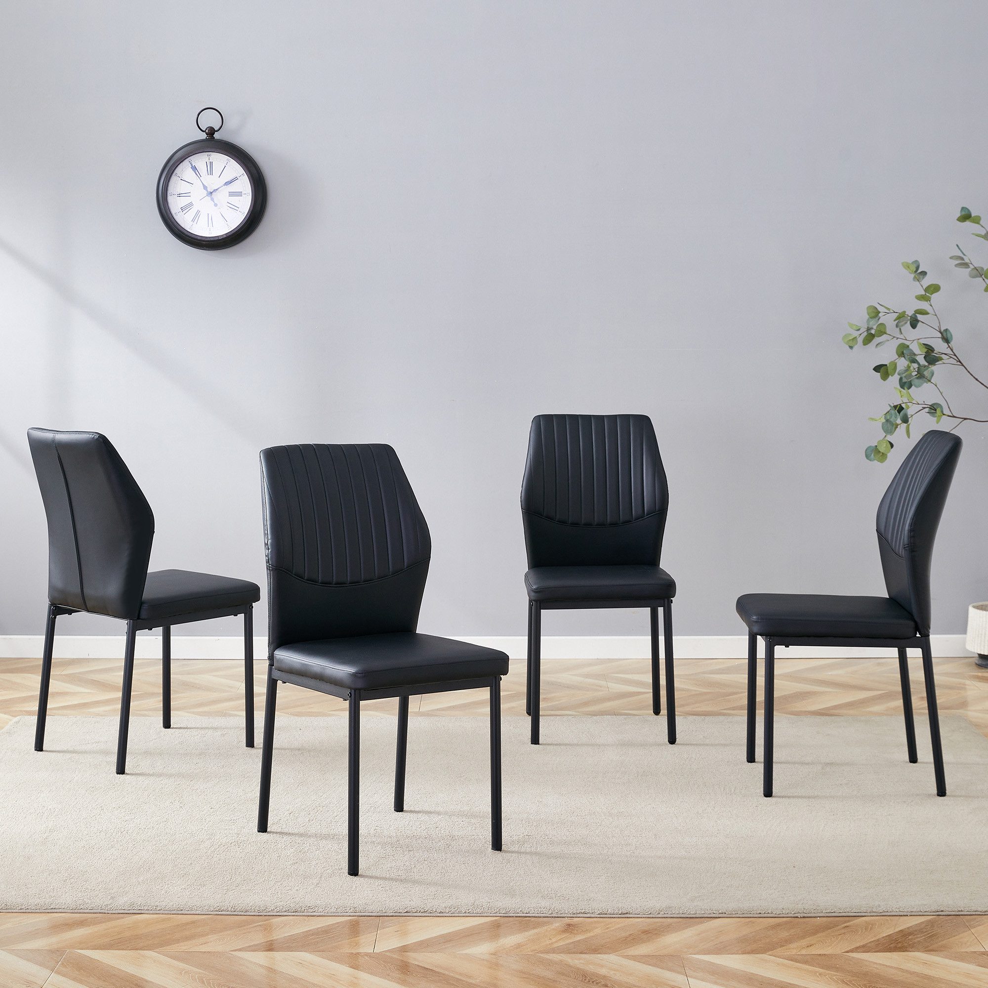 JUFU Esszimmerstuhl 4er Set leichter Esszimmerstühle PU-Polsterung + Metallbeine (4 St)