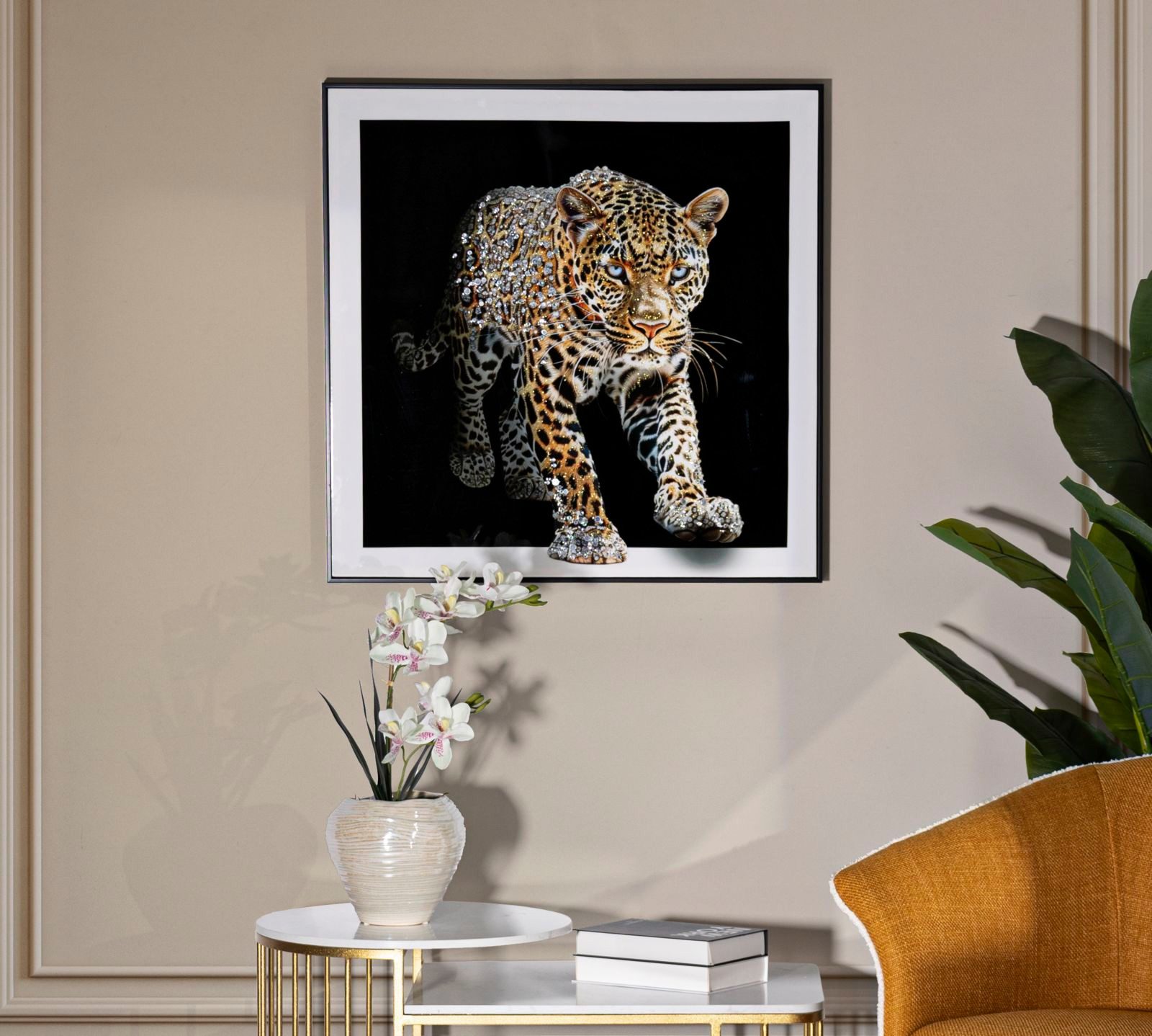 MF Leinwandbild Wandbild 3D Diamond Jaguar Lackoptik Mit Rahmen 82x82cm, (1 St)