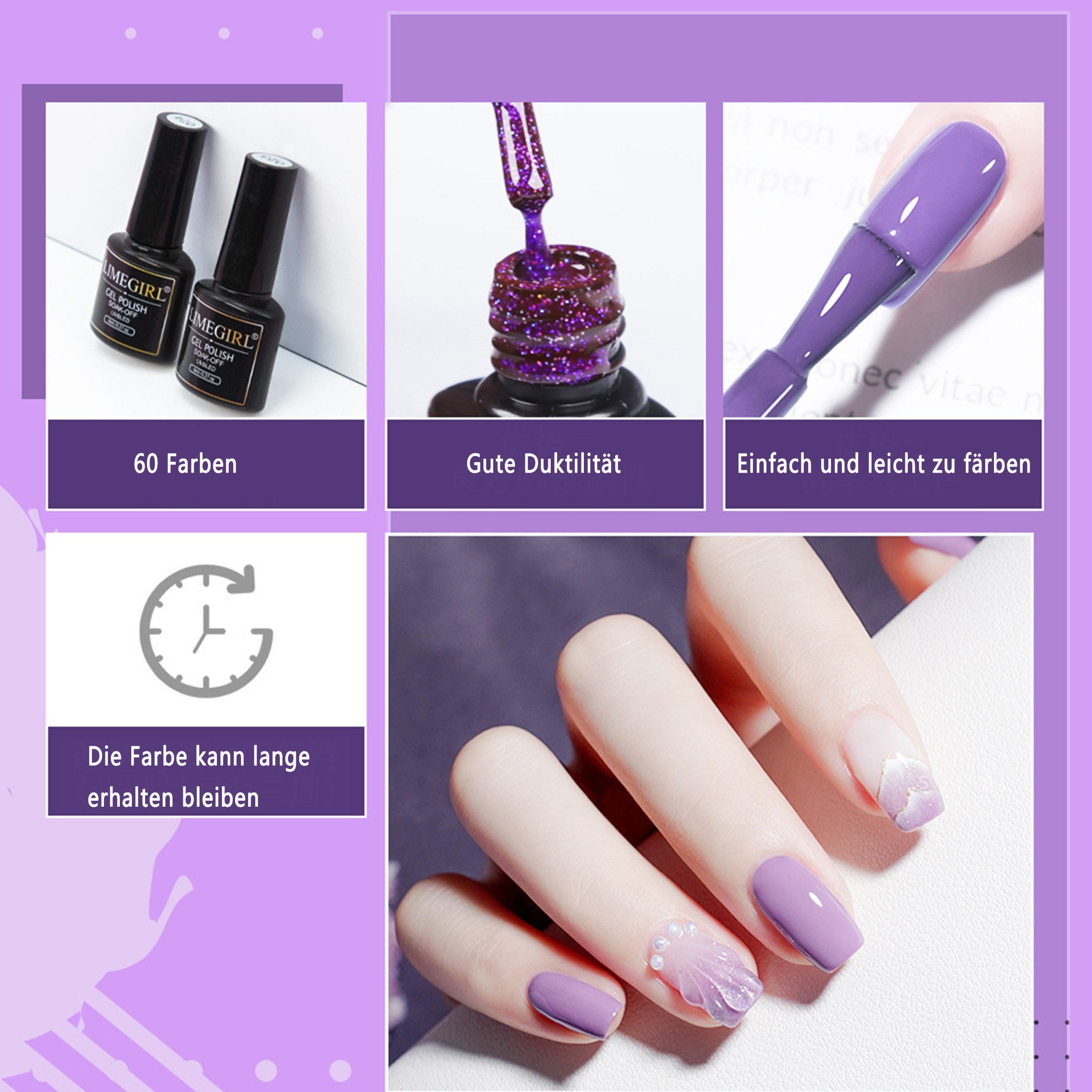 KINSI Nagellack-Set 60 Farben Gel Nagellack Set,Matt & Glänzend,Nagelstudio Set, 60-tlg., Perfekte Geschenk für Frauen
