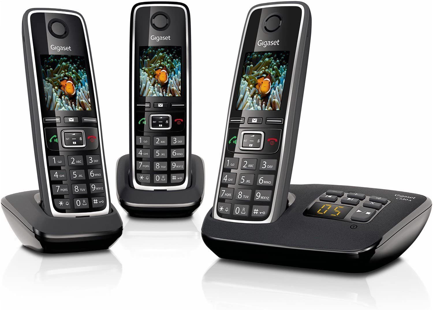 Gigaset Gigaset C530A Trio digitalem DECT DECT-Telefon 3), schnurlos DECT-Telefon integriertem Festnetz-Telefon mit Anrufbeantworter (Mobilteile: Anrufbeantworter