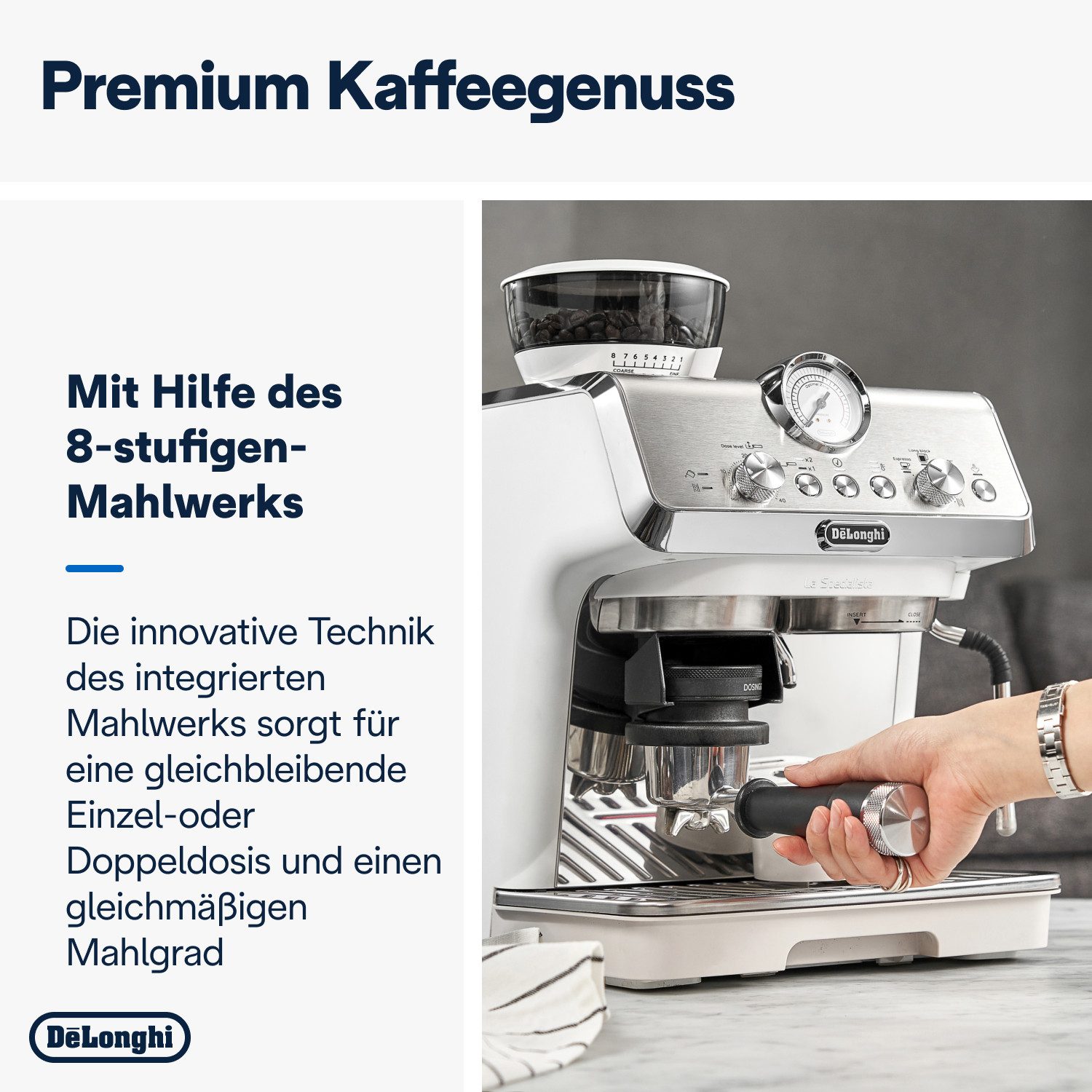 De'Longhi Espressomaschine La Specialista Arte EC9155.MB, 8 Mahlgrade, 3 Temperaturen, Milchschaumdüse