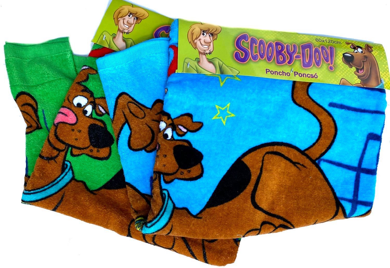 Poncho Doo + Badeponcho SCOOBY-DOO Kinder Blau Badeponcho Jungen Scooby Mädchen, Kapuze Bademantel