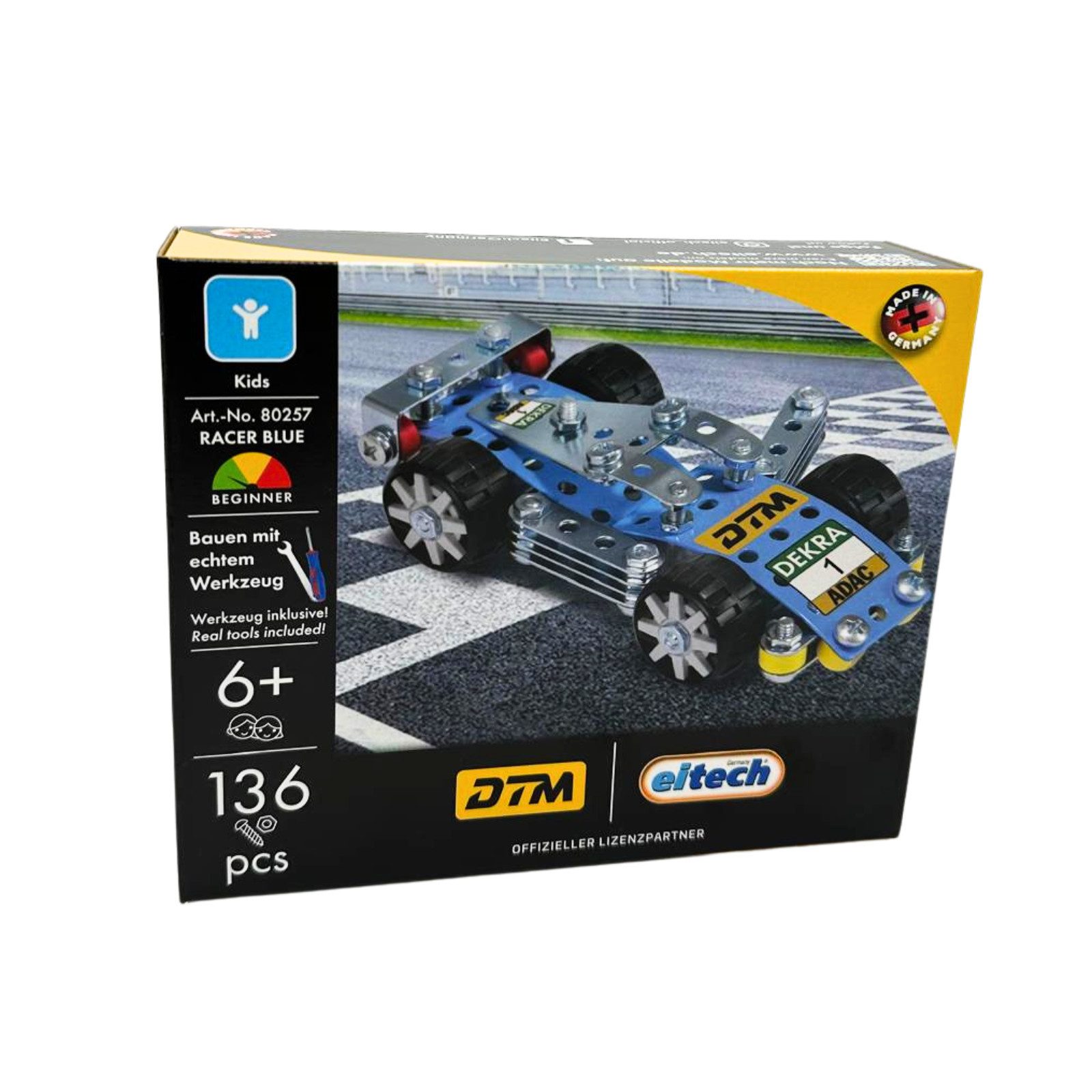 Eitech DTM Racer Blue Metallbaukasten, (Modellauto, 136 St., Modellbausatz), Made in Germany
