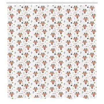 Abakuhaus Duschvorhang Moderner Digitaldruck mit 12 Haken auf Stoff Wasser Resistent Breite 175 cm, Höhe 180 cm, Wald Deer Gesicht in Floral Design