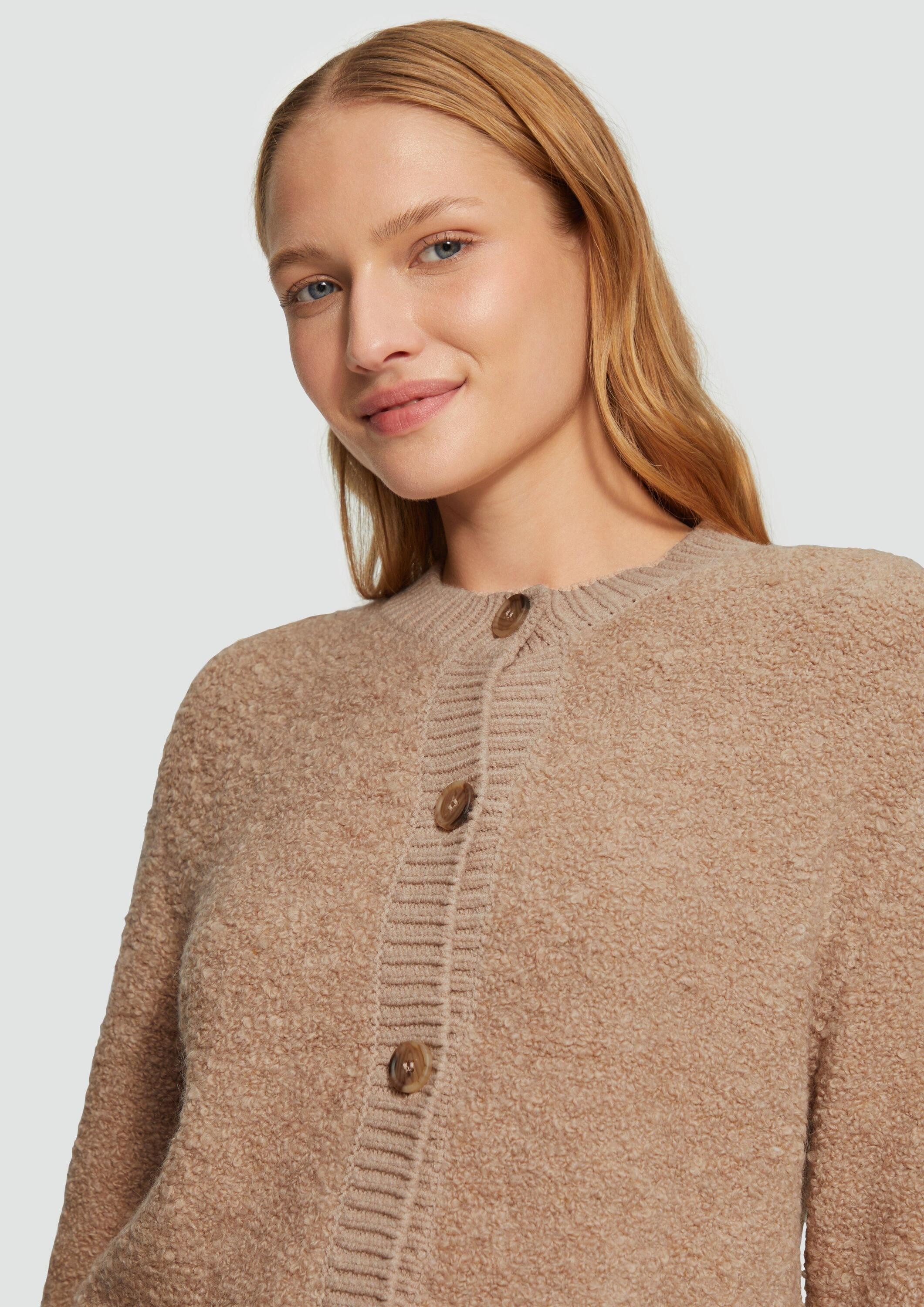 s.Oliver Cardigan Strickjacke Strickjacke aus Teddy-Bouclé