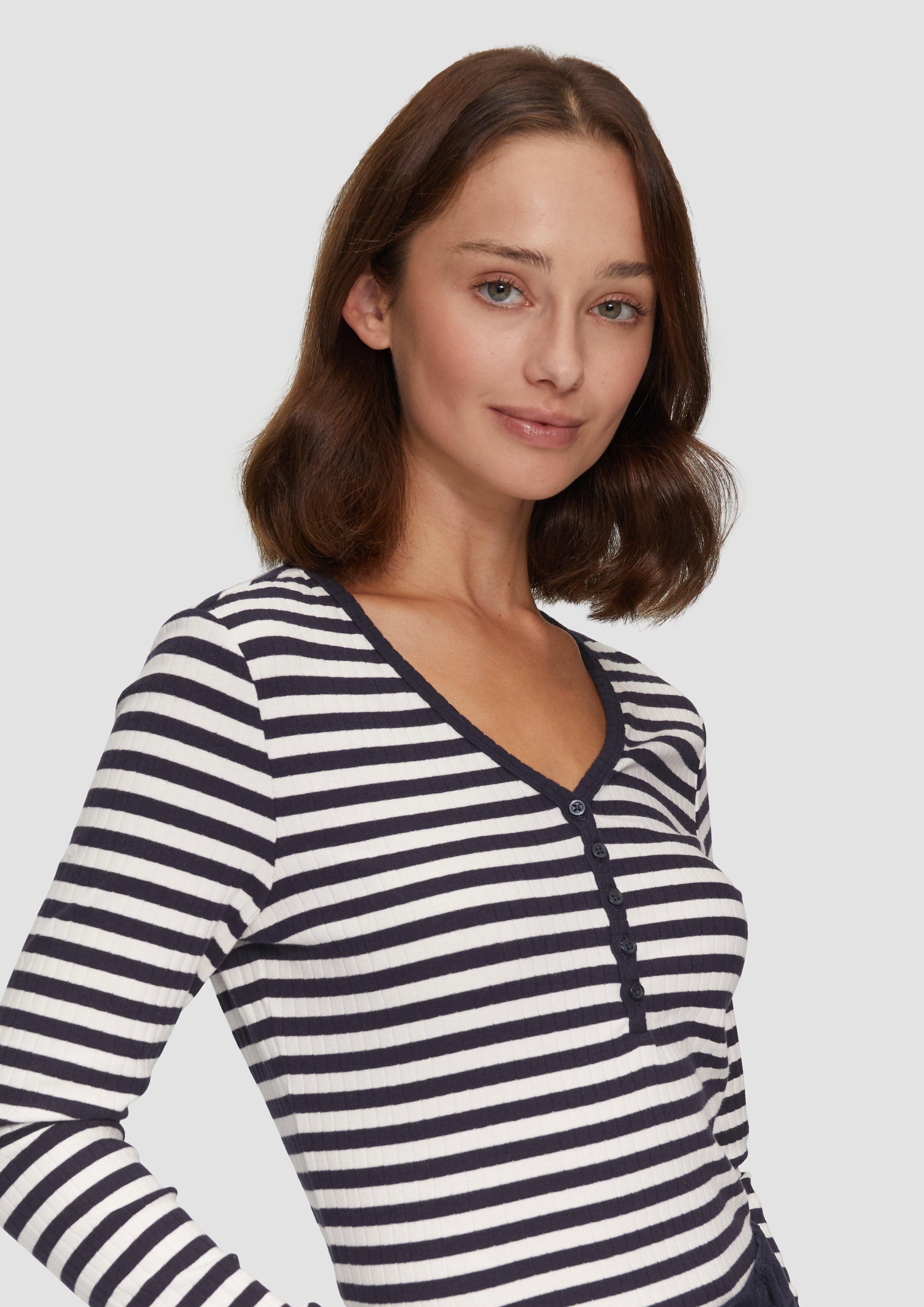 s.Oliver Langarmshirt Stretchiges Longsleeve mit Henleyausschnitt günstig online kaufen