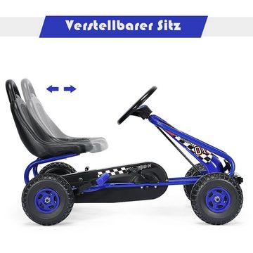 COSTWAY Go-Kart Pedalfahrzeug, mit verstellbarem Sitz & Bremse, bis 30kg