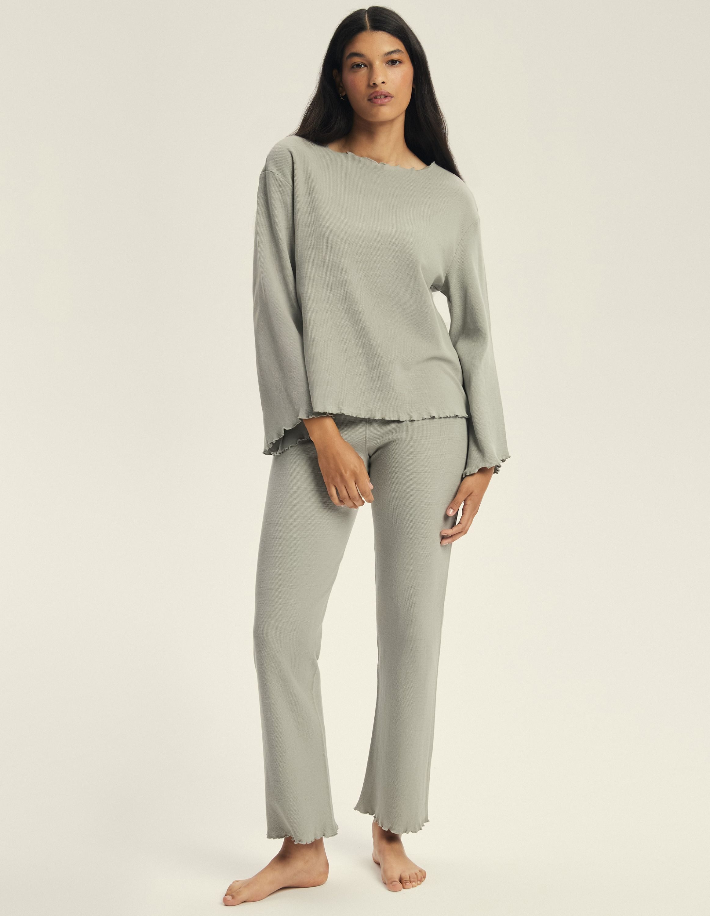 ESOTIQ Hausanzug Hausanzug Loungewear Set aus Baumwolle atmungsaktiv langärmlig Cavea (2 tlg)