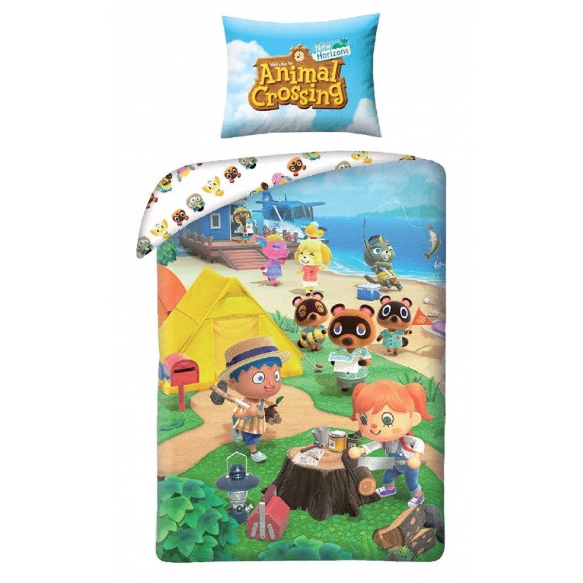 Animal Crossing Bettwäsche 140 × 200 cm Baumwolle Bettbezug Kissenbezug 70 × 90 cm, Baumwolle