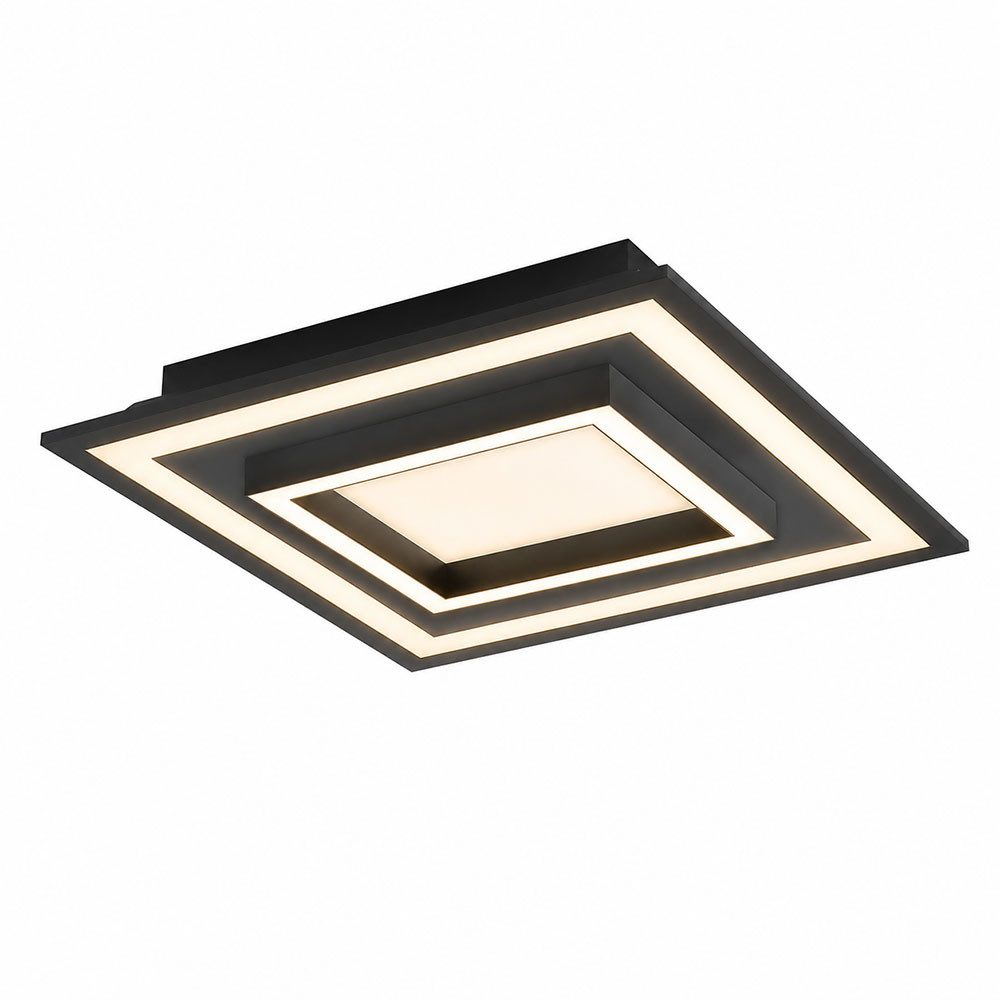 EGLO LED Deckenleuchte, LED-Leuchtmittel fest verbaut, Farbwechsel, Neutralweiß, Kaltweiß, Warmweiß, Tageslichtweiß, RGB, LED Smart Home Deckenleuchte CCT Deckenlampe dimmbar schwarz B 45 cm