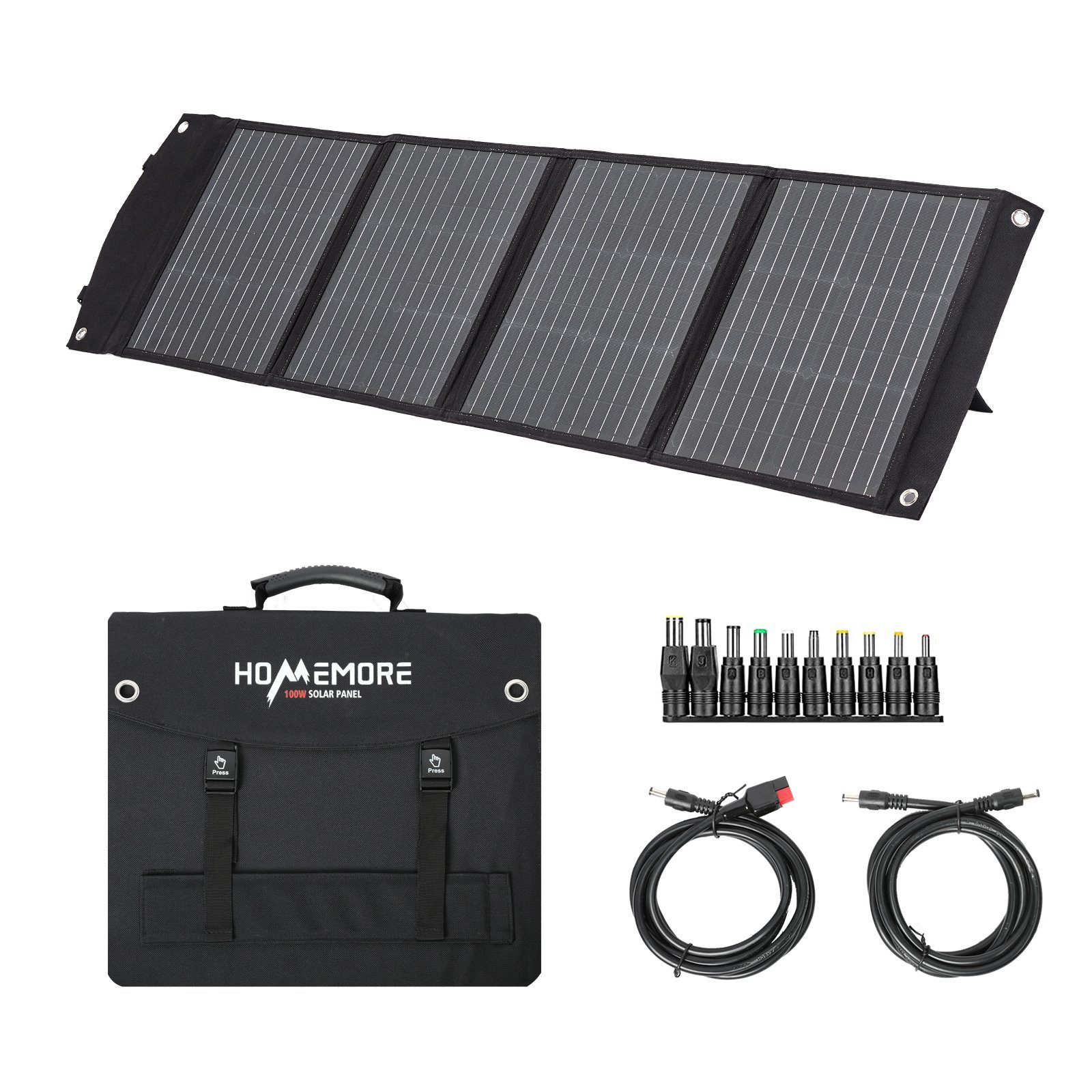 HOMEMORE Faltbares 100W Solarpanel Tragbares Solarmodul Solarladegerät Solarladegerät (für Powerstation Solargenerator Outdoors Camping Wohnmobil Garten)