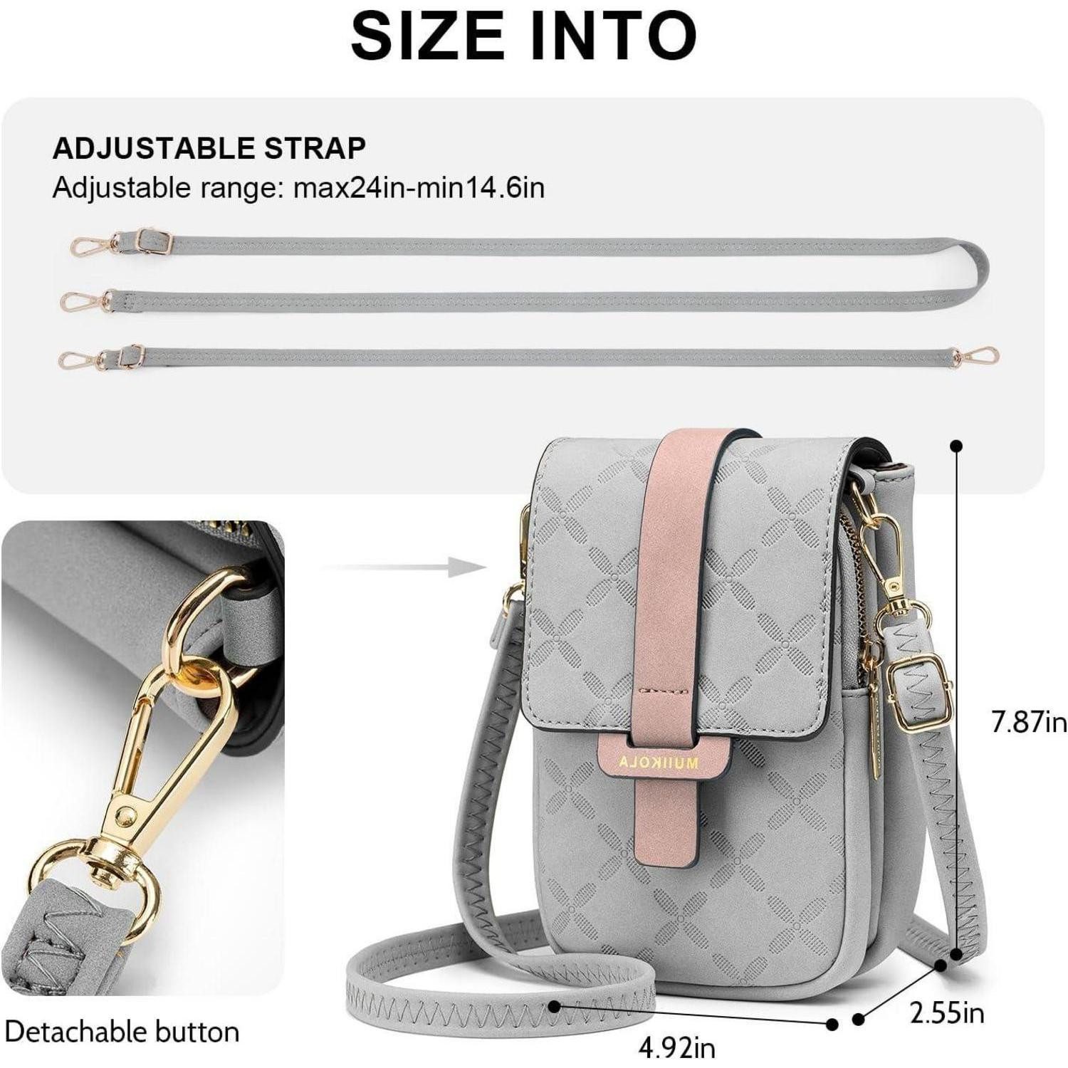 LuxusKollektion Handytasche Handytasche zum Umhängen RFID-Blockierung große Kapazität Damen – Bild 5 von 5