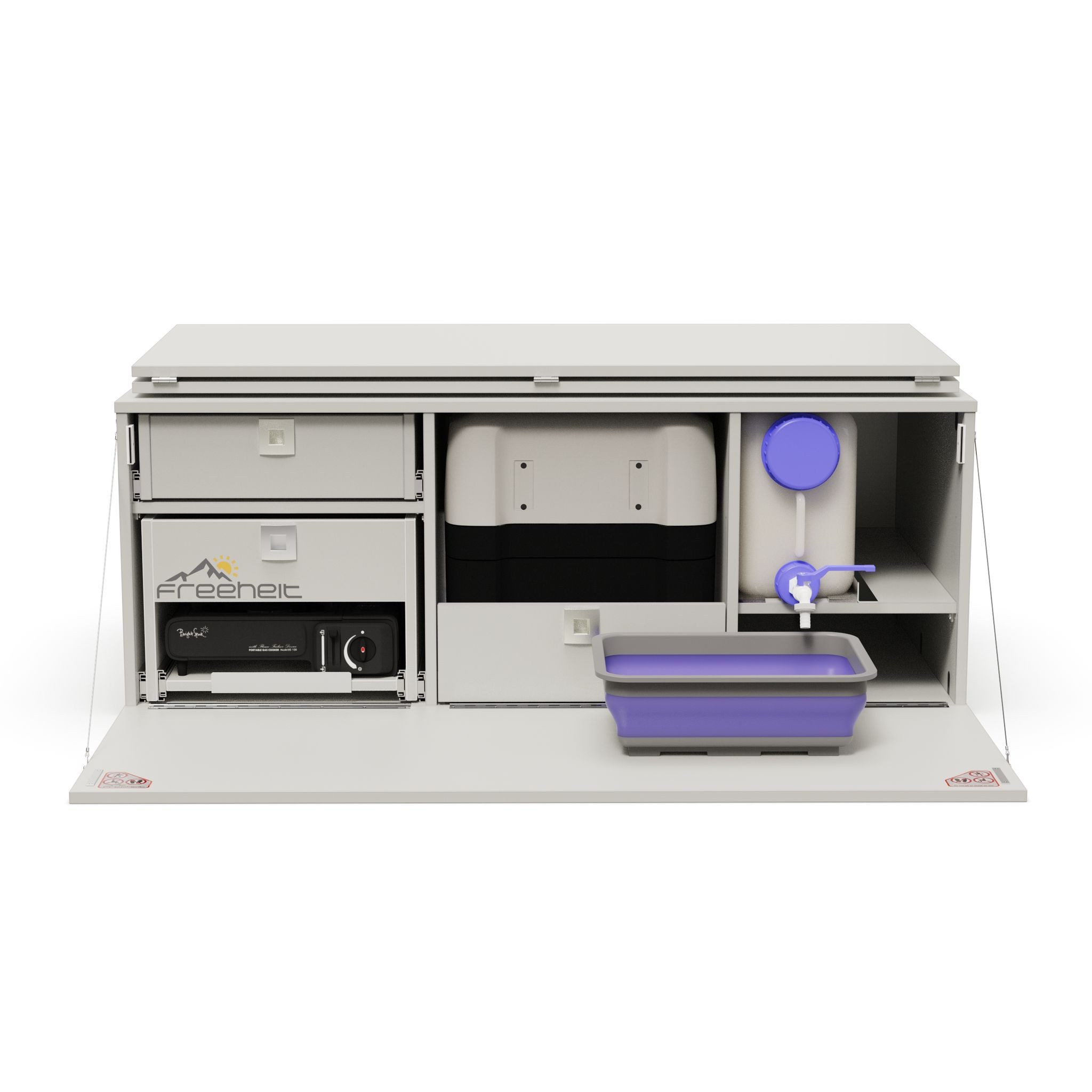 freeheit Schrankmodule (Campingmodul Schlafsystem mit Kocherschublade Dometic CFF35) Van Hochdachkombi Mikrocamper Küchenblock Freeheit Flexicamp 1014