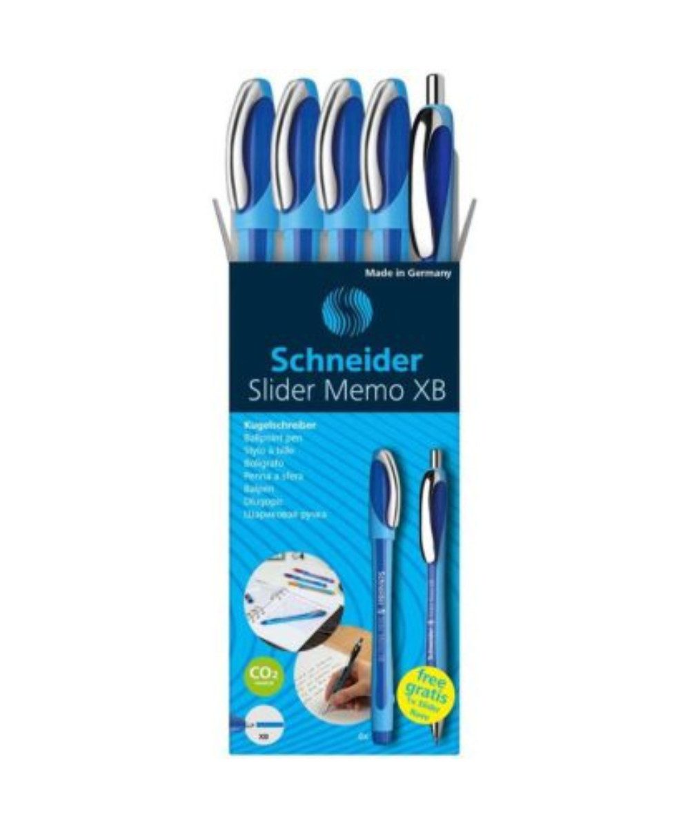Schneider Fineliner Schneider 4 Slider Memo XB +1 Slider Rave Kugelschreiber Pack, (packung, 5-tlg., Карандаши), nachfüllbar, dokumentenecht