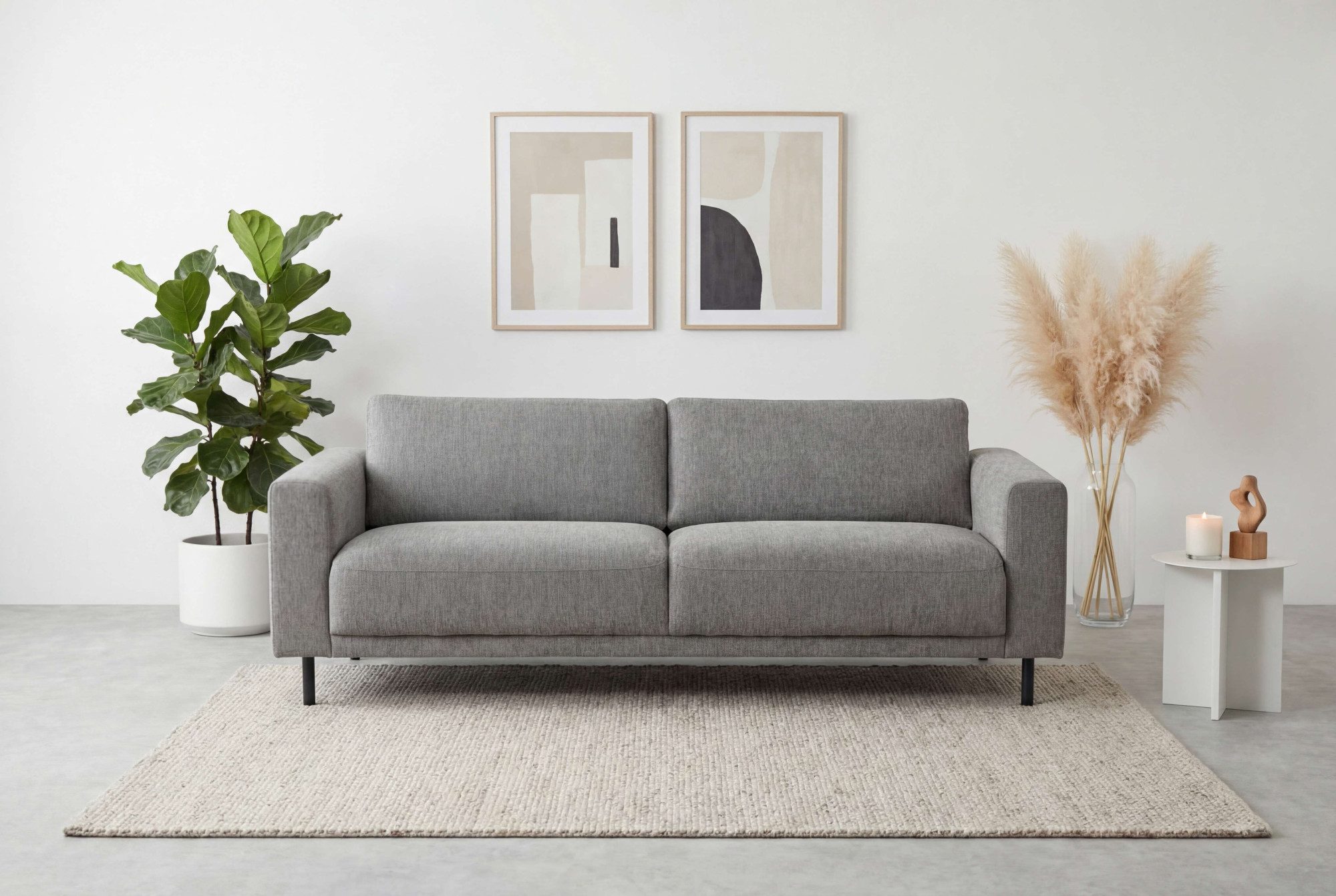 OTTO home 3-Sitzer Sveeva, B.214 cm, schwarze Metallfüße, langlebiger Webstoff, mit Wellenunterfederung, viele Farben