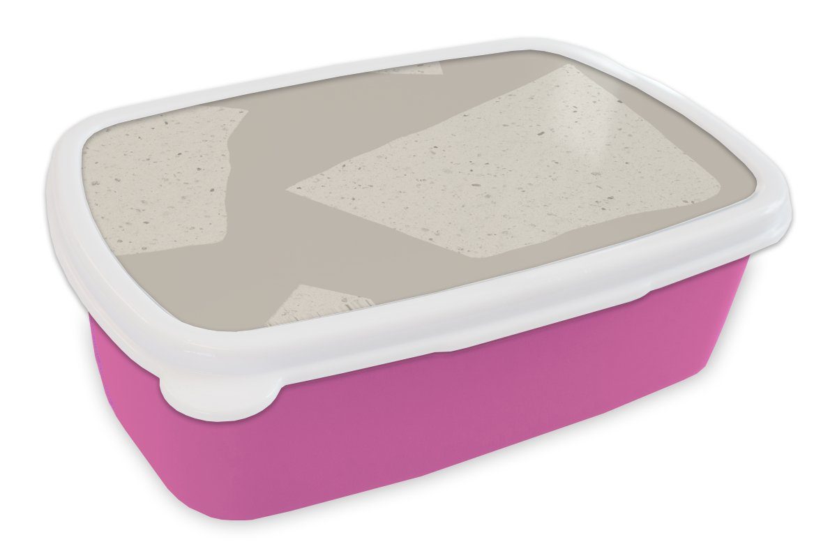 MuchoWow Lunchbox Terrazzo - Abstrakt - Pastell - Muster, Kunststoff, (2-tlg), Brotbox für Erwachsene, Brotdose Kinder, Snackbox, Mädchen, Kunststoff rosa