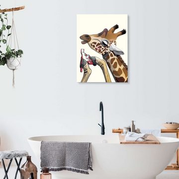 Posterlounge Acrylglasbild Wyatt9, Giraffe beim Zähneputzen, Badezimmer Illustration