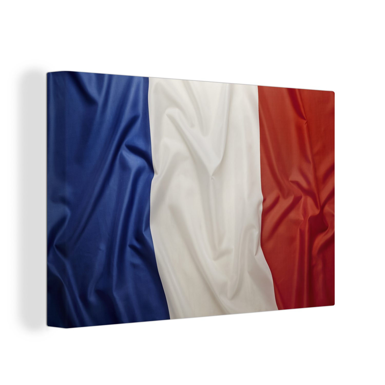 OneMillionCanvasses® Leinwandbild Nahaufnahme der Flagge von Frankreich, (1 St), Wandbild Leinwandbilder, Aufhängefertig, Wanddeko, 30x20 cm