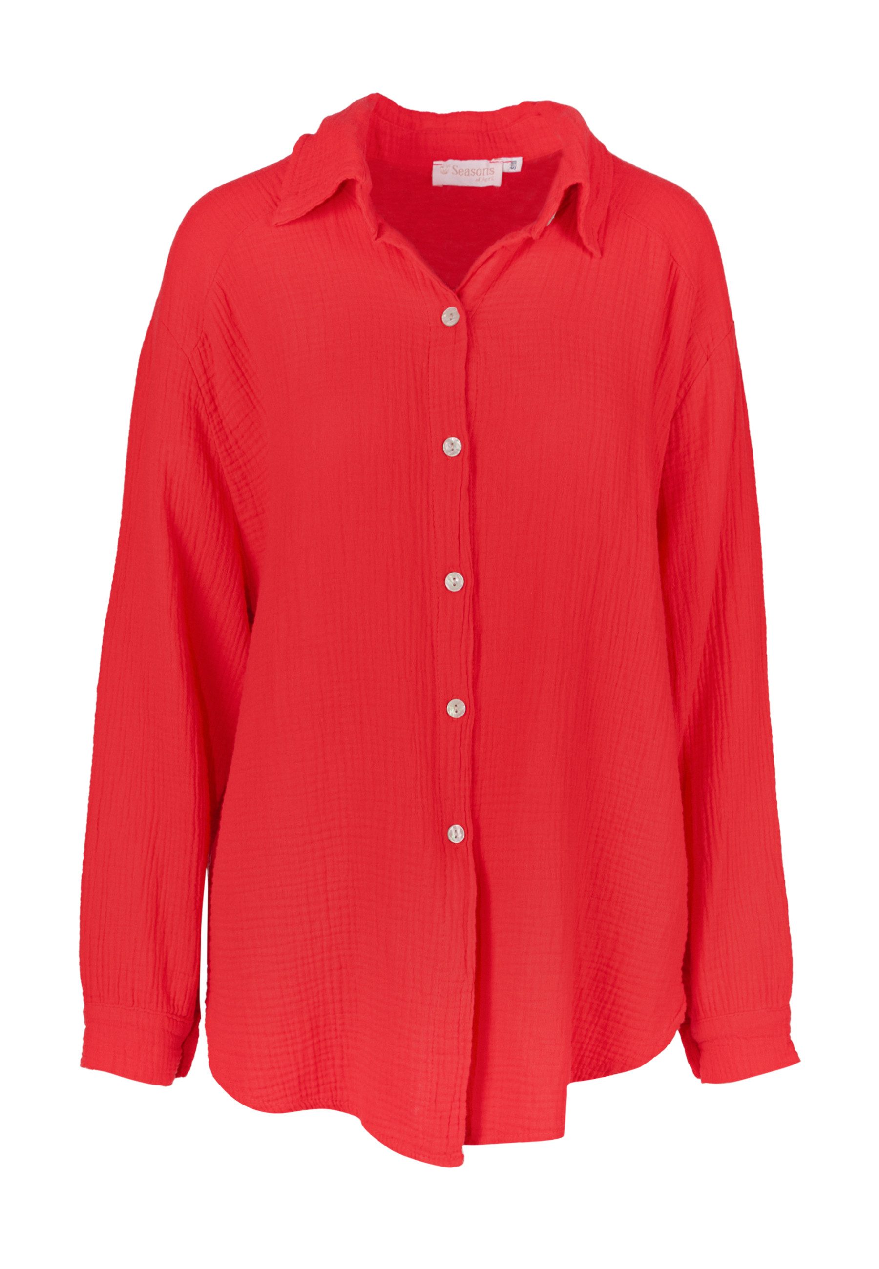 Seasons of April Hemdbluse Oversized Musselinbluse Sasha (1-tlg) Kurze Musselin Hemdbluse mit Knopfverschluss aus 100% Baumwolle – Bild 4 von 4