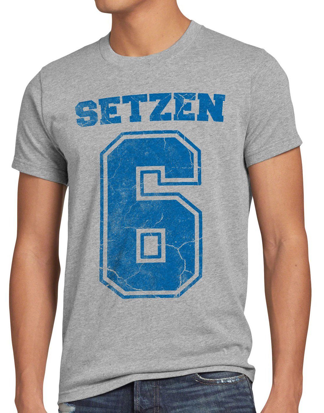 style3 Print-Shirt Herren T-Shirt Setzen Sechs schule zeugnis abschluss grau meliert