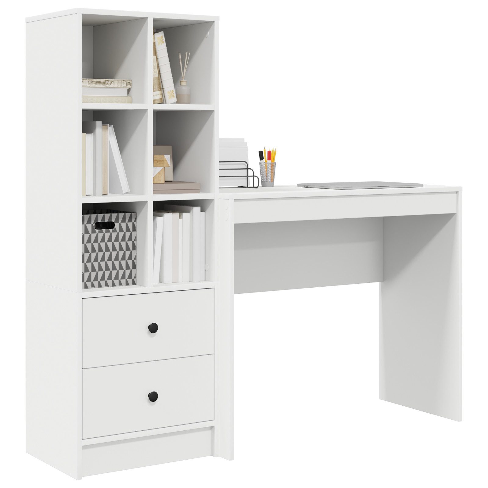 vidaXL Sideboard Schreibtisch mit Stauraum Weiß günstig online kaufen