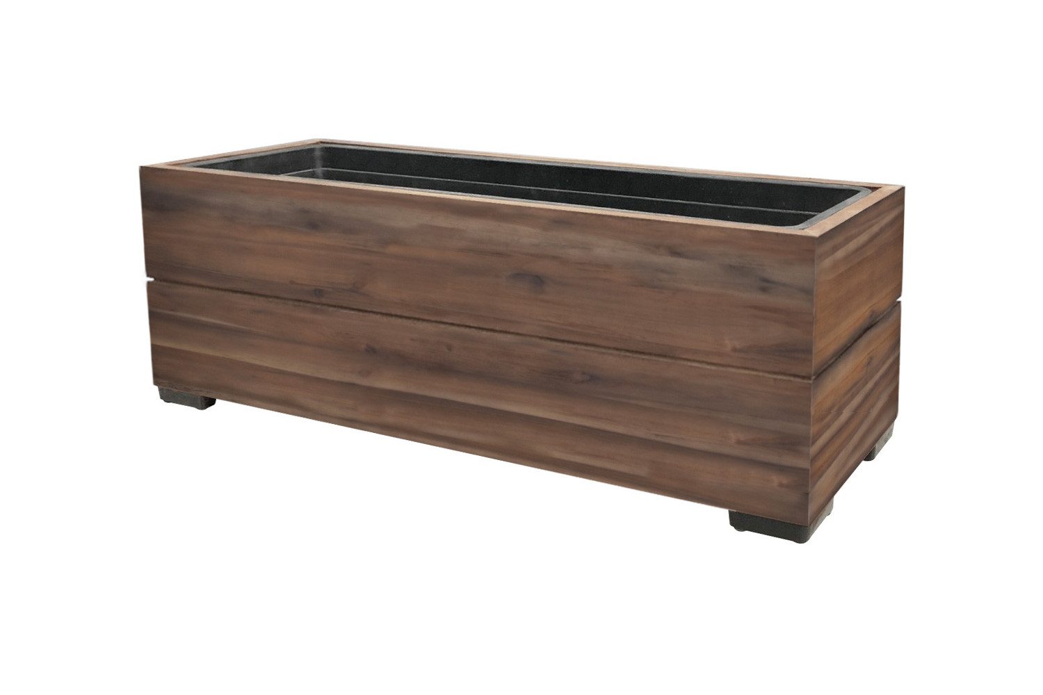 dasmöbelwerk Pflanzkübel Pflanzgefäß Pflanzkasten Blumenkasten Akazienholz 20,5x62 mit Einsatz