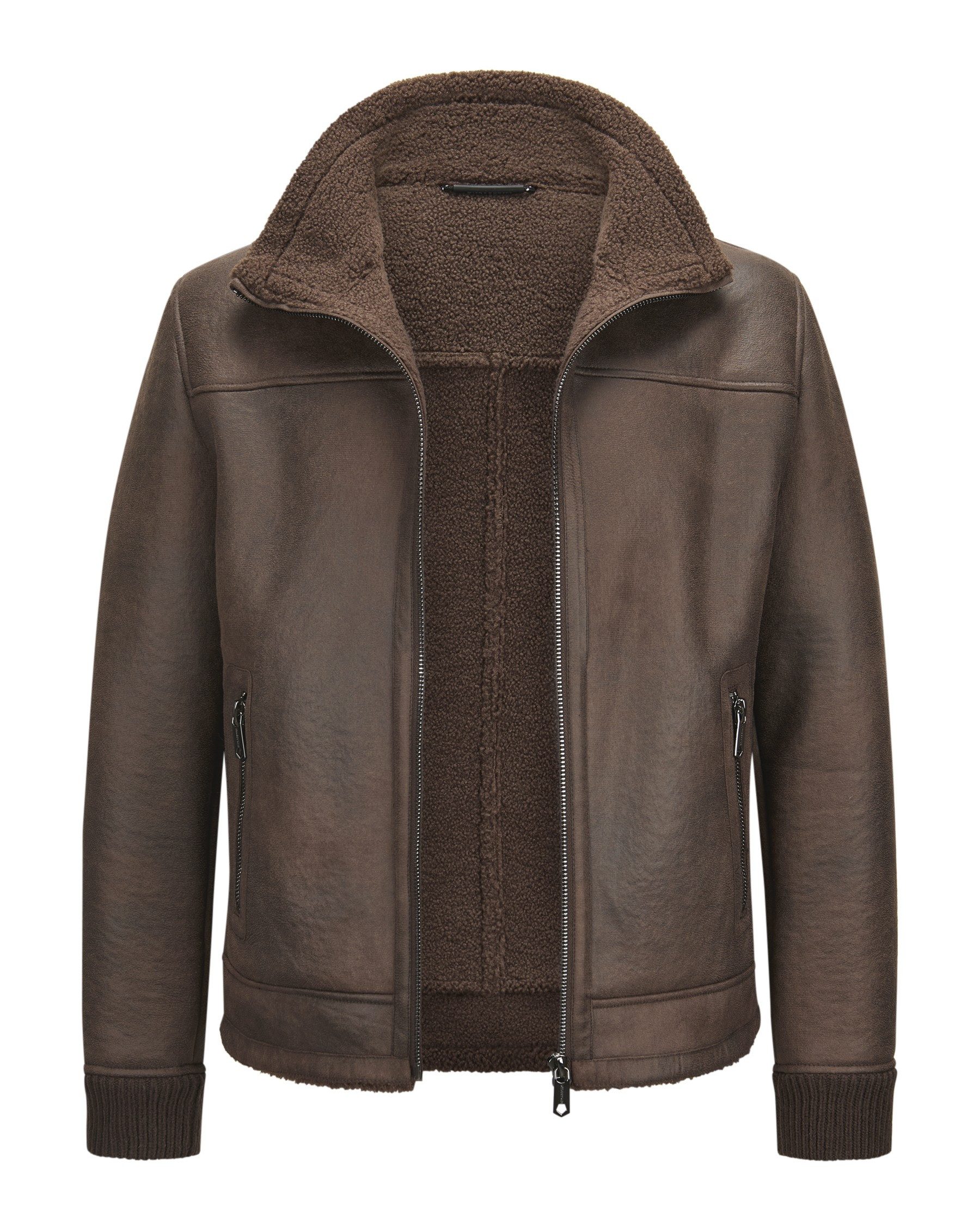 MILESTONE Fellimitatjacke MSRiano Vintage-Lammfelloptik, Webpelz-Innenseite & wasserabweisend