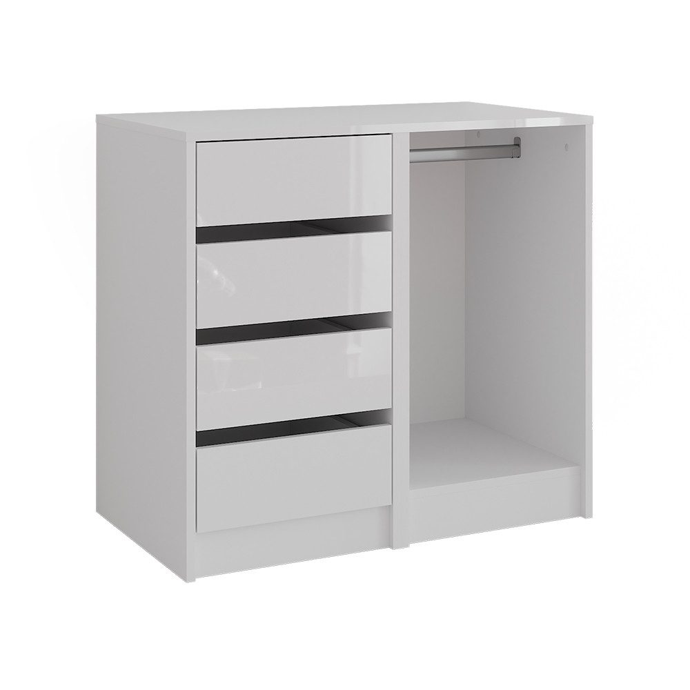Vicco Kommode Sherry, Weiß/Weiß Hochglanz, 80.2 x 76 cm 2 Teile (1 St)