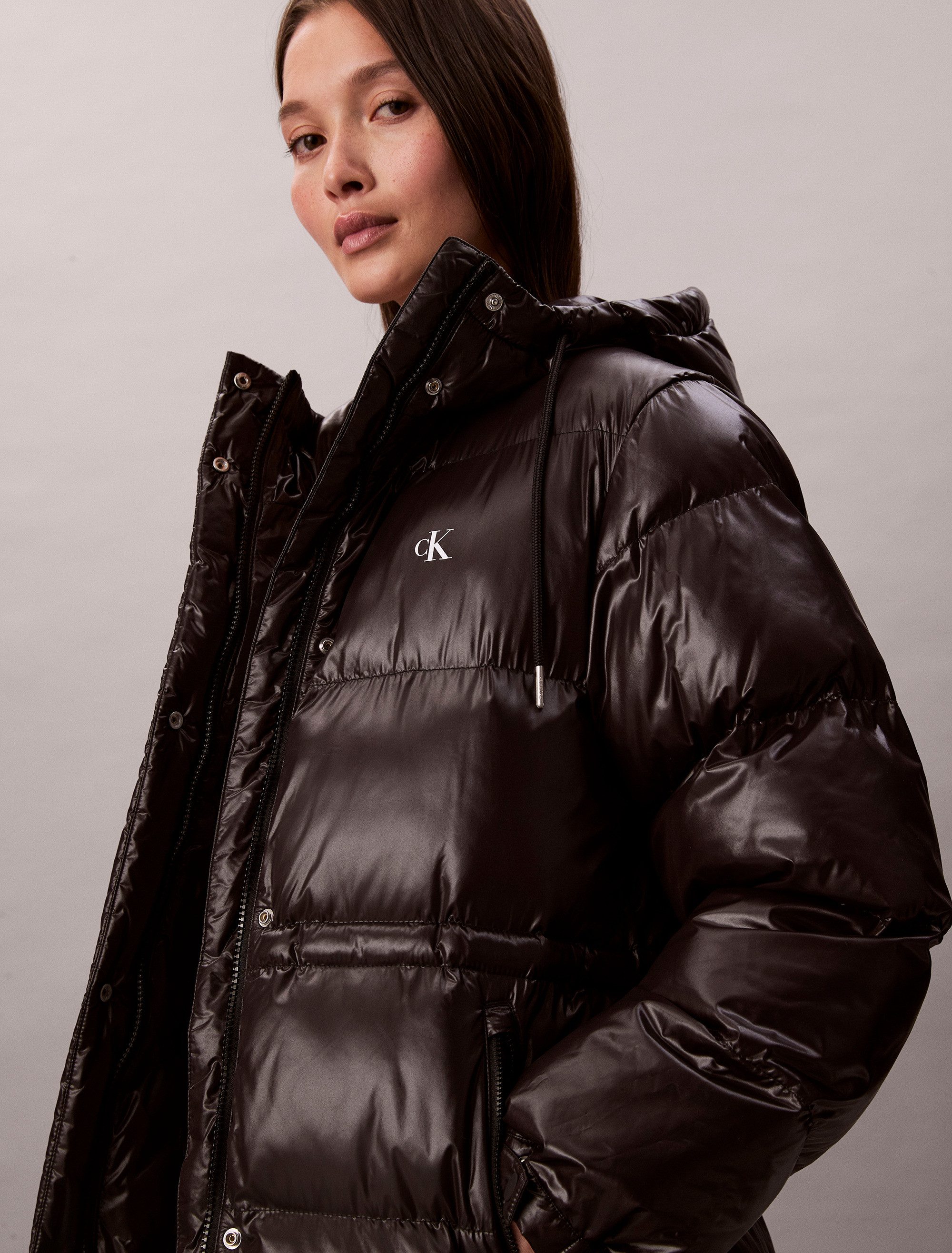 Calvin Klein Jeans Steppmantel SHINE LONG PUFFER COAT Mit Rundhalsausschnitt, regular fit