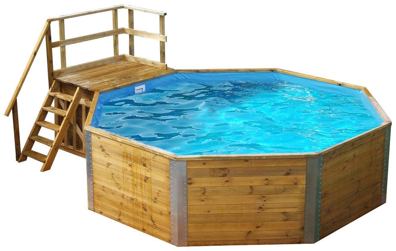 weka Achteckpool MALI 2 mit Technikraum (Set, 9-tlg), BxLxH: 376x476x116 cm