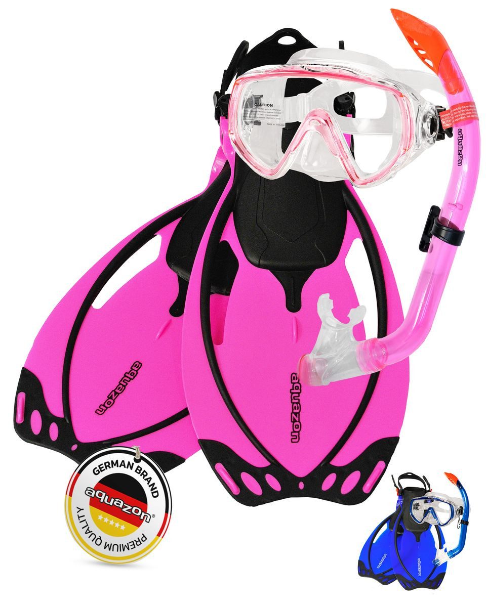 AQUAZON Taucherbrille MIAMI mit Schnorchel und Flossen, Schnorchelset, für Kinder