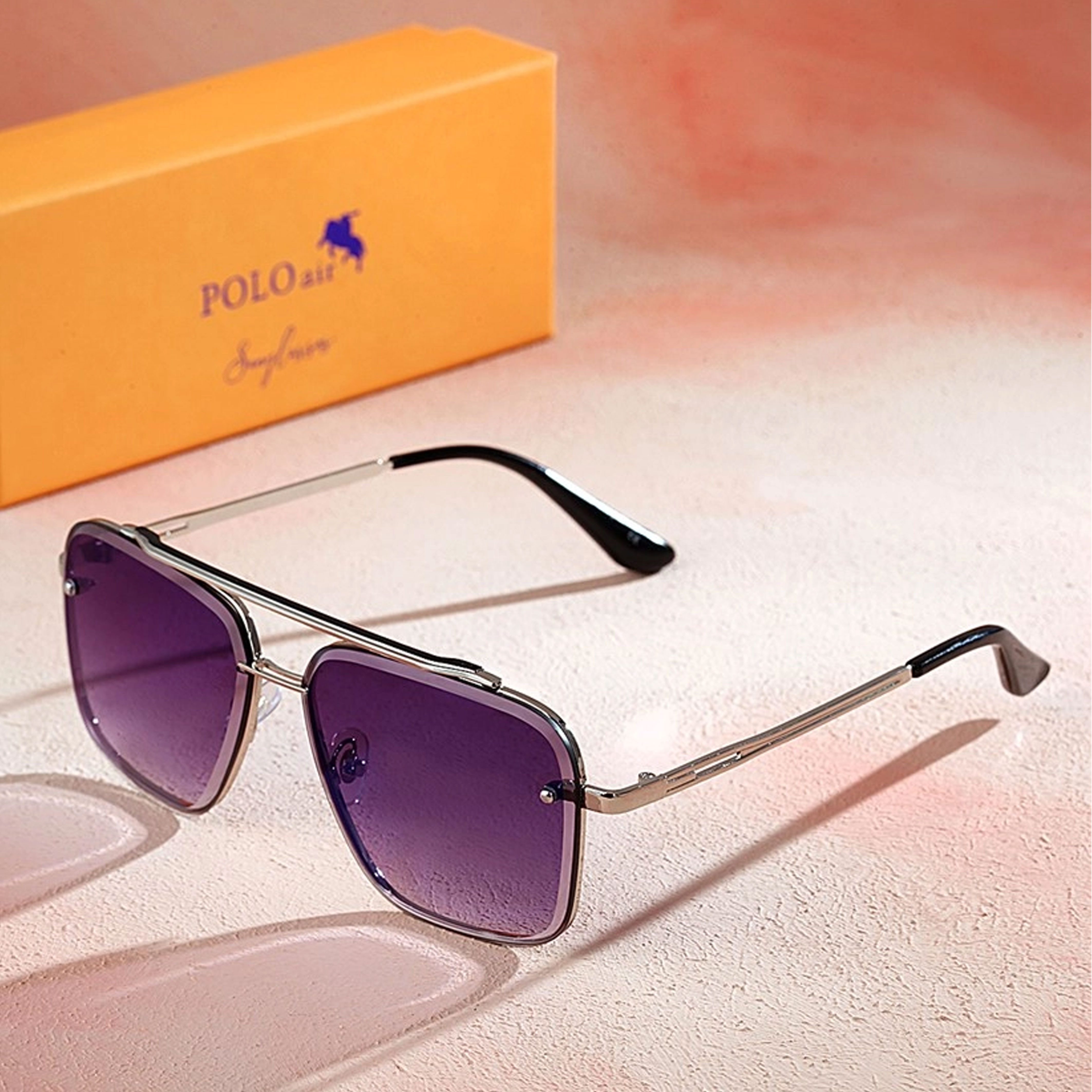 Jungengel Sonnenbrille Polo Air Unisex Retro Vintage Look UV400 Männer & Damen Rechteck (3-teiliges Set, 3-teiliges Set mit Sonnenbrille, Box und Reinigungstuch) 3x Modelle, Metallrahmen, Stylische Sonnenbrille